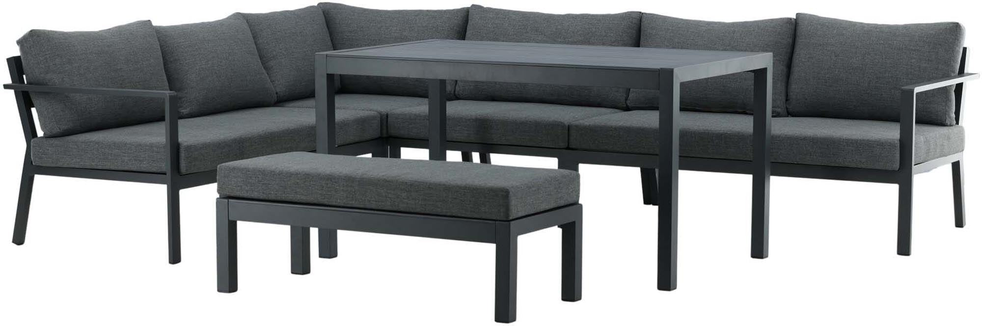 Genießen Sie Komfort und Eleganz im Freien mit dem Ramos Ecksofa Outdoorset 140cm von Venture Home – ideal für entspannte Stunden auf Ihrer Veranda.