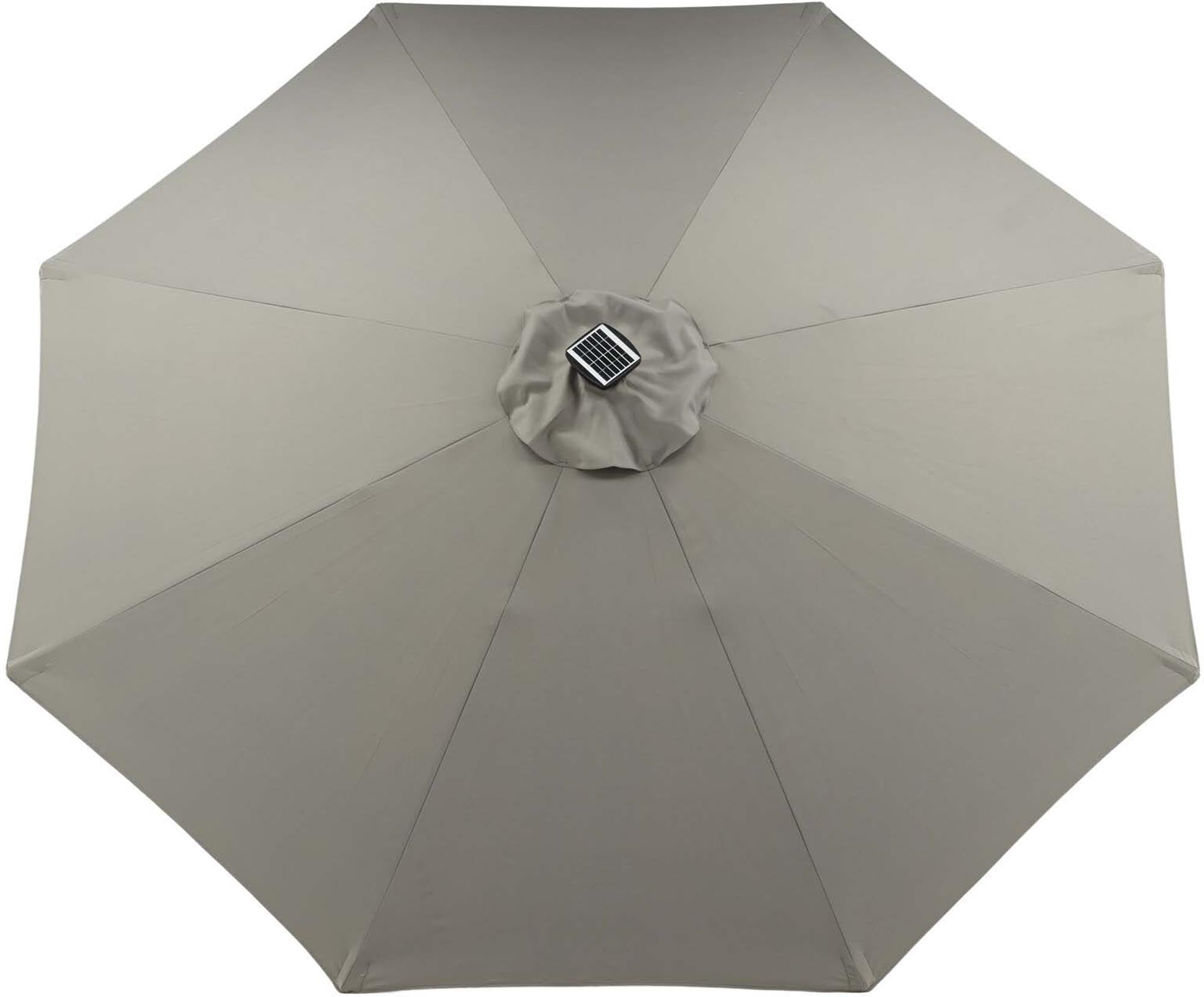 Sabal Sonnenschirm von Venture Home: Großzügiger 270 cm Durchmesser, UV-beständig, elegant und mit stimmungsvoller LED-Beleuchtung für entspannte Abende.