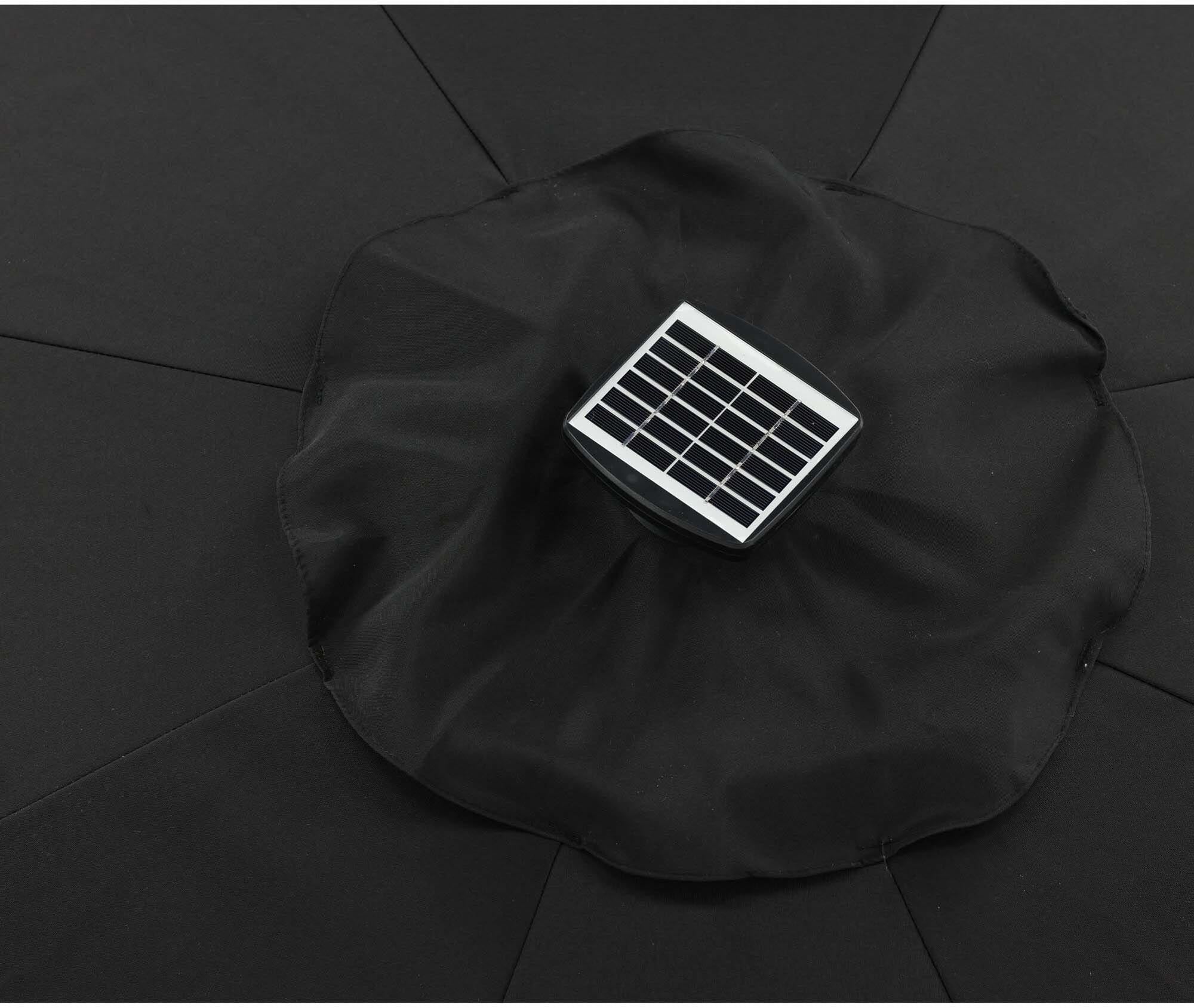 Entdecken Sie den Sabal Sonnenschirm von Venture Home: 270 cm Durchmesser, UV-beständig, mit stimmungsvoller LED-Beleuchtung für entspannte Abende.