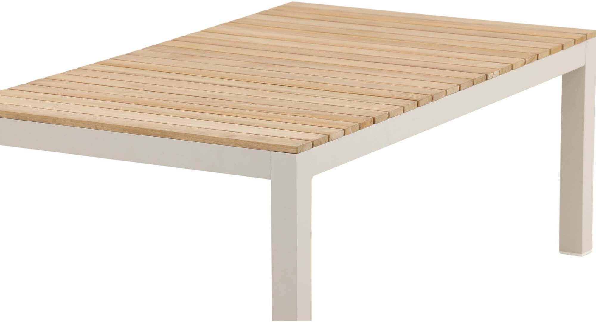 Entdecken Sie den Brasilia Beistelltisch von Venture Home: Stilvolles Design aus langlebigem Aluminium und hochwertigem Teakholz für Ihre Terrasse.