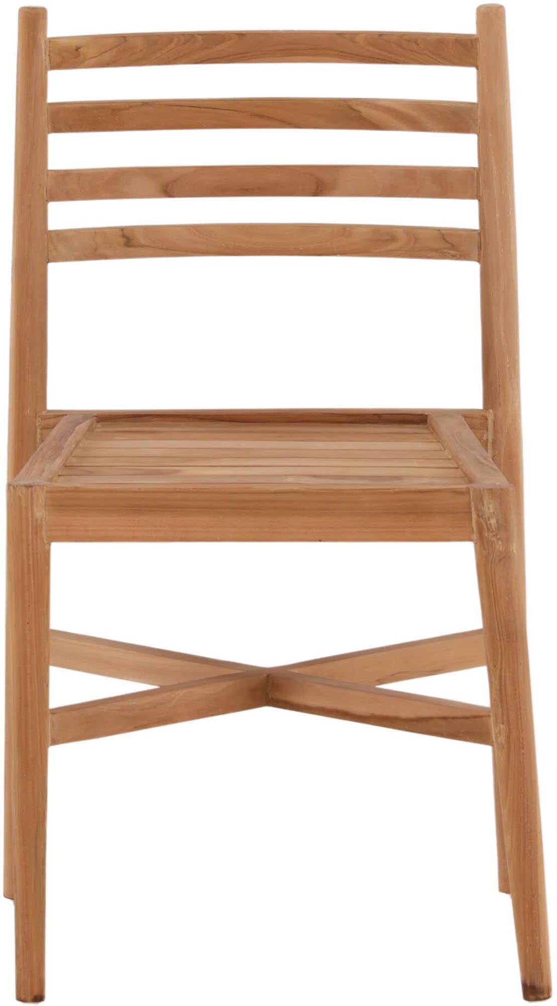 Entdecken Sie den Kenya Stuhl von Venture Home – stilvoller Teakholz-Gartenstuhl, perfekt für Komfort und gesellige Momente im Freien.