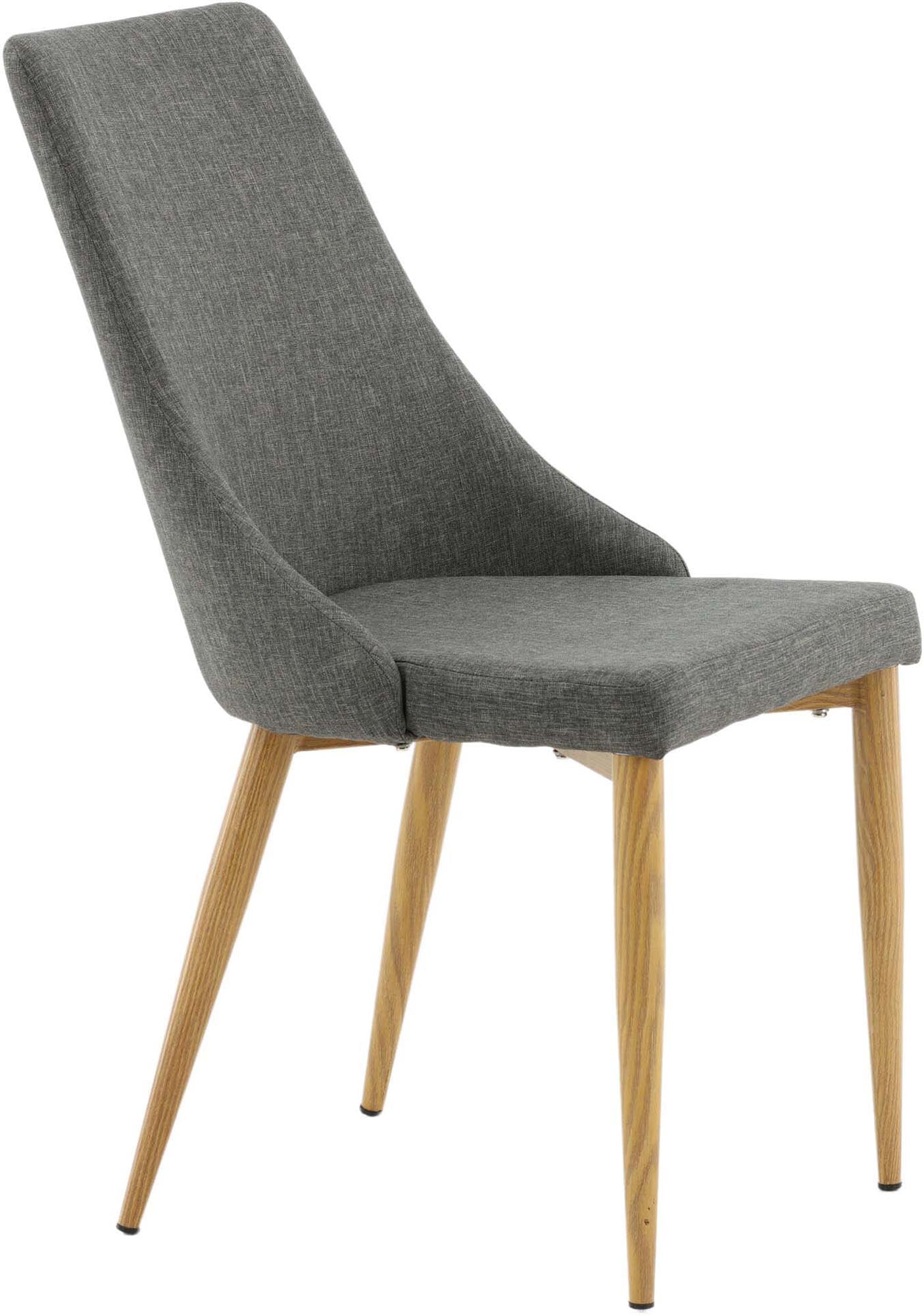 Leone Stuhl von Venture Home: Stilvoller Esszimmerstuhl mit weichem Manchester-Stoff und robusten Metallbeinen für einladenden Komfort.