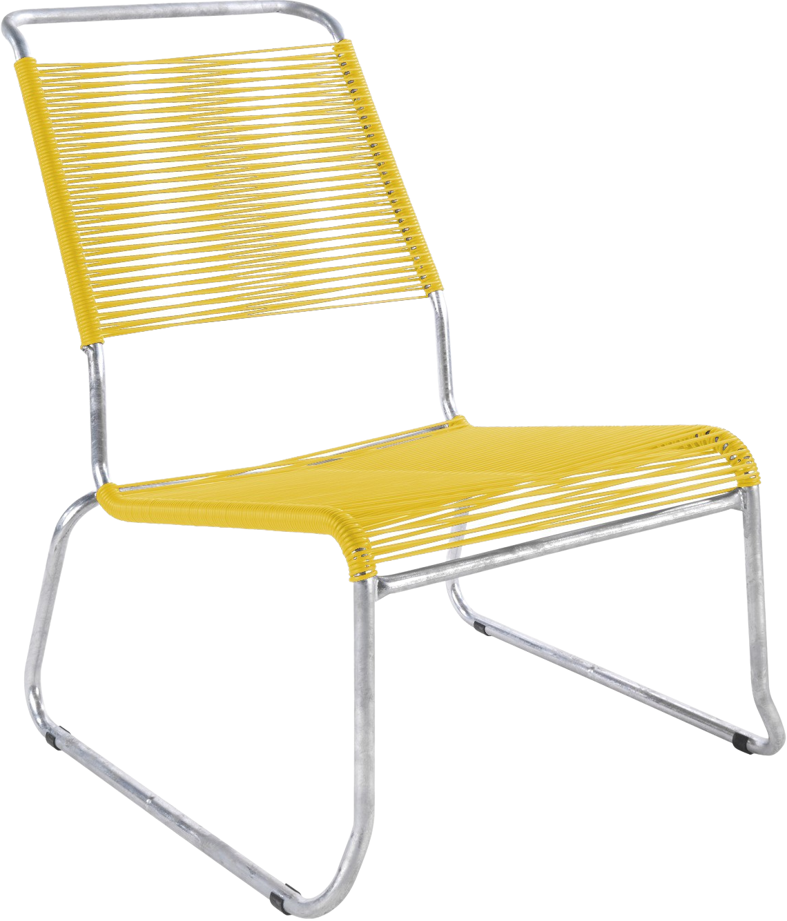 Säntis Spaghetti-Lounger mit Armlehne Hochlehner Kufen in Gelb präsentiert im Onlineshop von KAQTU Design AG. Outdoor-Sessel mit Armlehnen ist von Schaffner