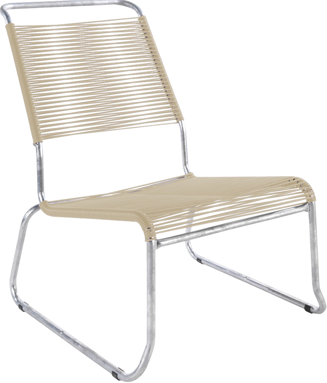 Stylischer Säntis Spaghetti-Lounger mit robusten Kufen und komfortablen Armlehnen, ideal für gemütliche Momente im Freien.