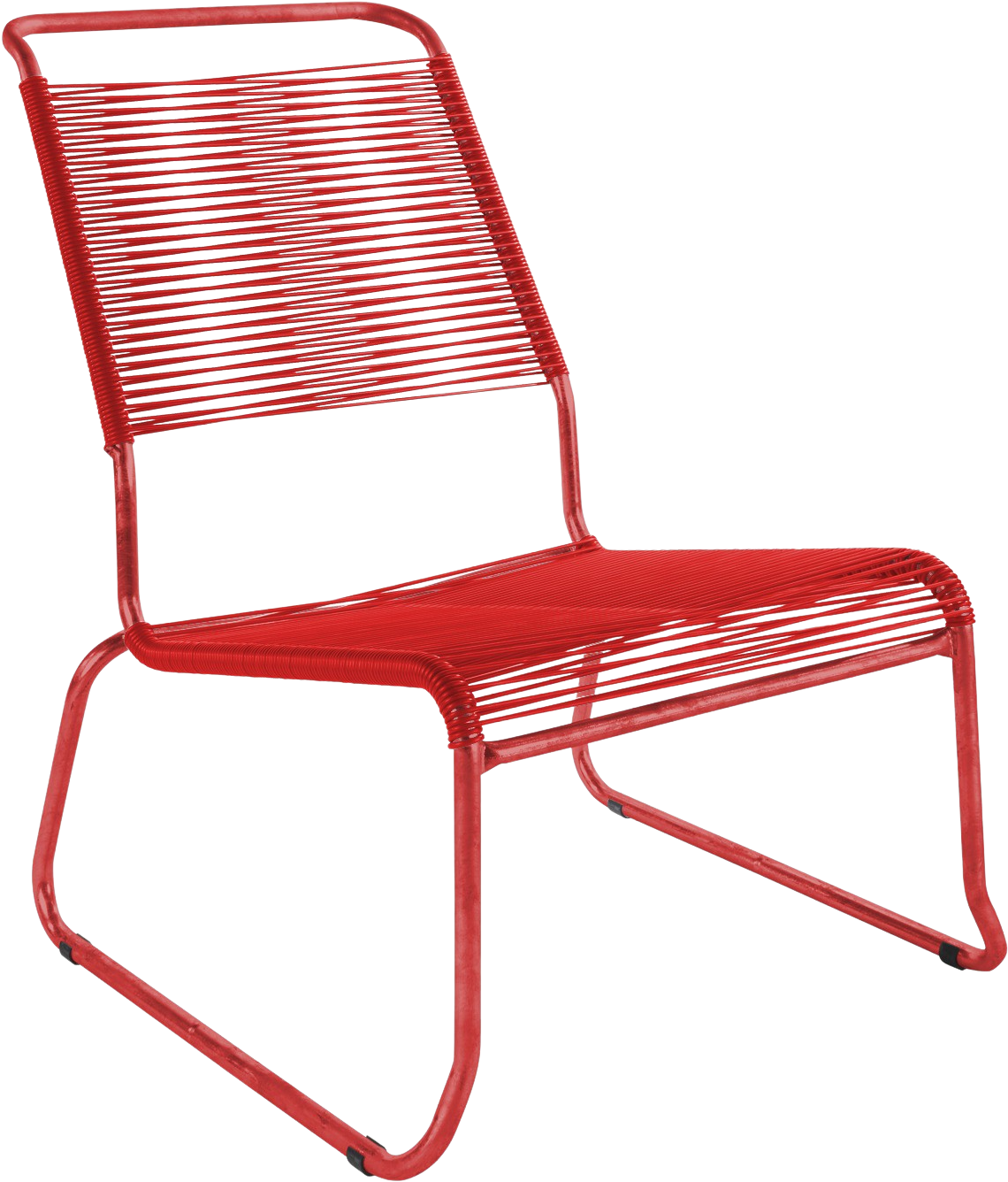Säntis Spaghetti-Lounger mit Armlehne Hochlehner Kufen in Rot präsentiert im Onlineshop von KAQTU Design AG. Outdoor-Sessel mit Armlehnen ist von Schaffner