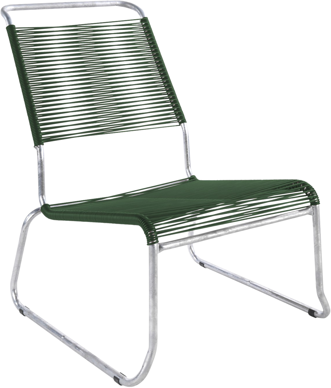 Stylischer Säntis Spaghetti-Lounger mit robusten Kufen und komfortablen Armlehnen, ideal für gemütliche Momente im Freien.