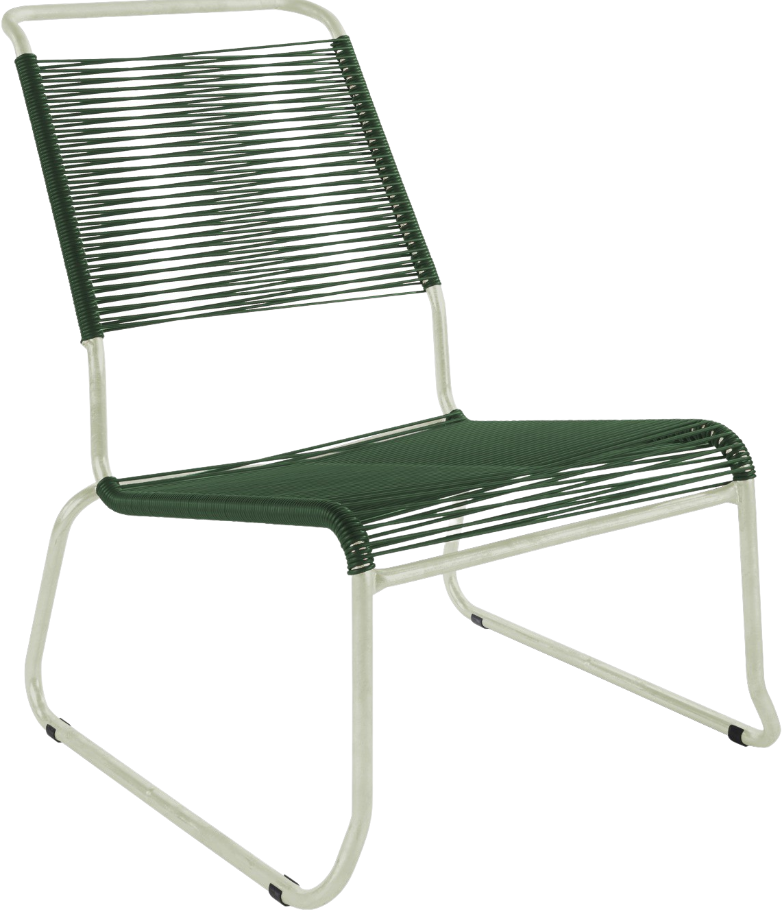 Stylischer Säntis Spaghetti-Lounger mit robusten Kufen und komfortablen Armlehnen, ideal für gemütliche Momente im Freien.