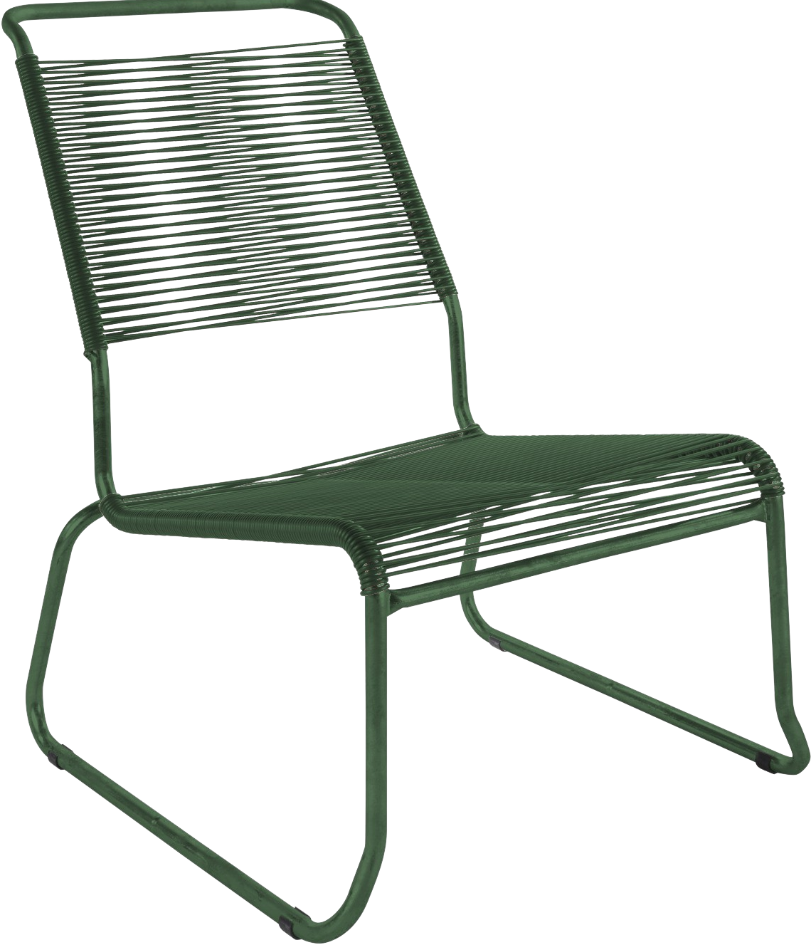Stylischer Säntis Spaghetti-Lounger mit robusten Kufen und komfortablen Armlehnen, ideal für gemütliche Momente im Freien.