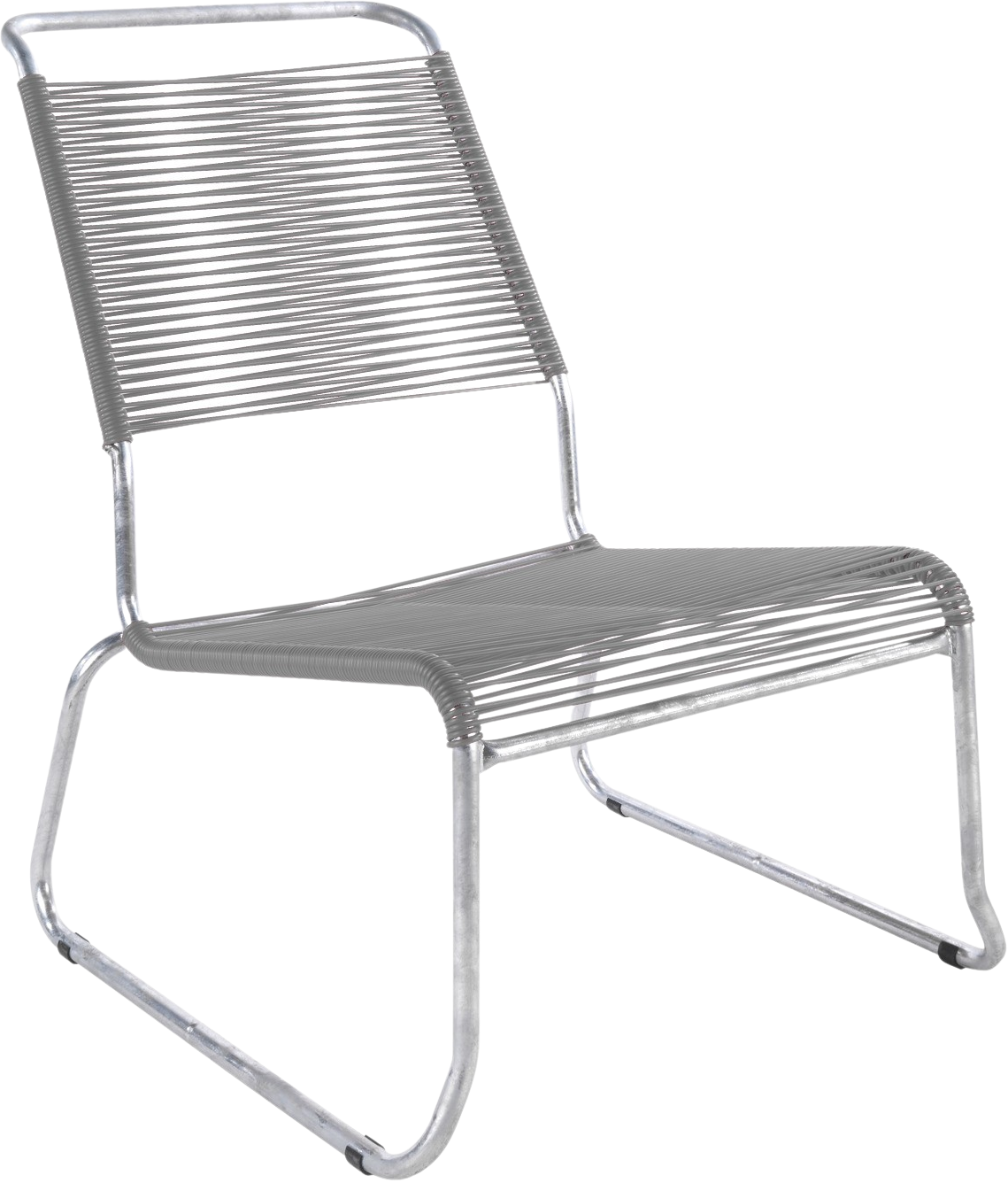 Stylischer Säntis Spaghetti-Lounger mit robusten Kufen und komfortablen Armlehnen, ideal für gemütliche Momente im Freien.