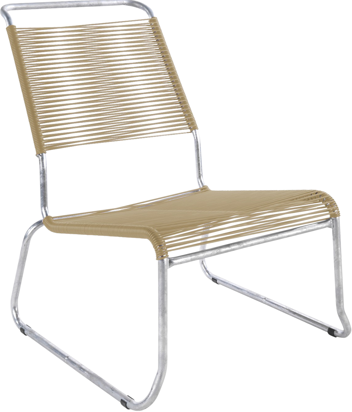 Säntis Spaghetti-Lounger mit Armlehne Hochlehner Kufen in Pastellbraun präsentiert im Onlineshop von KAQTU Design AG. Outdoor-Sessel mit Armlehnen ist von Schaffner