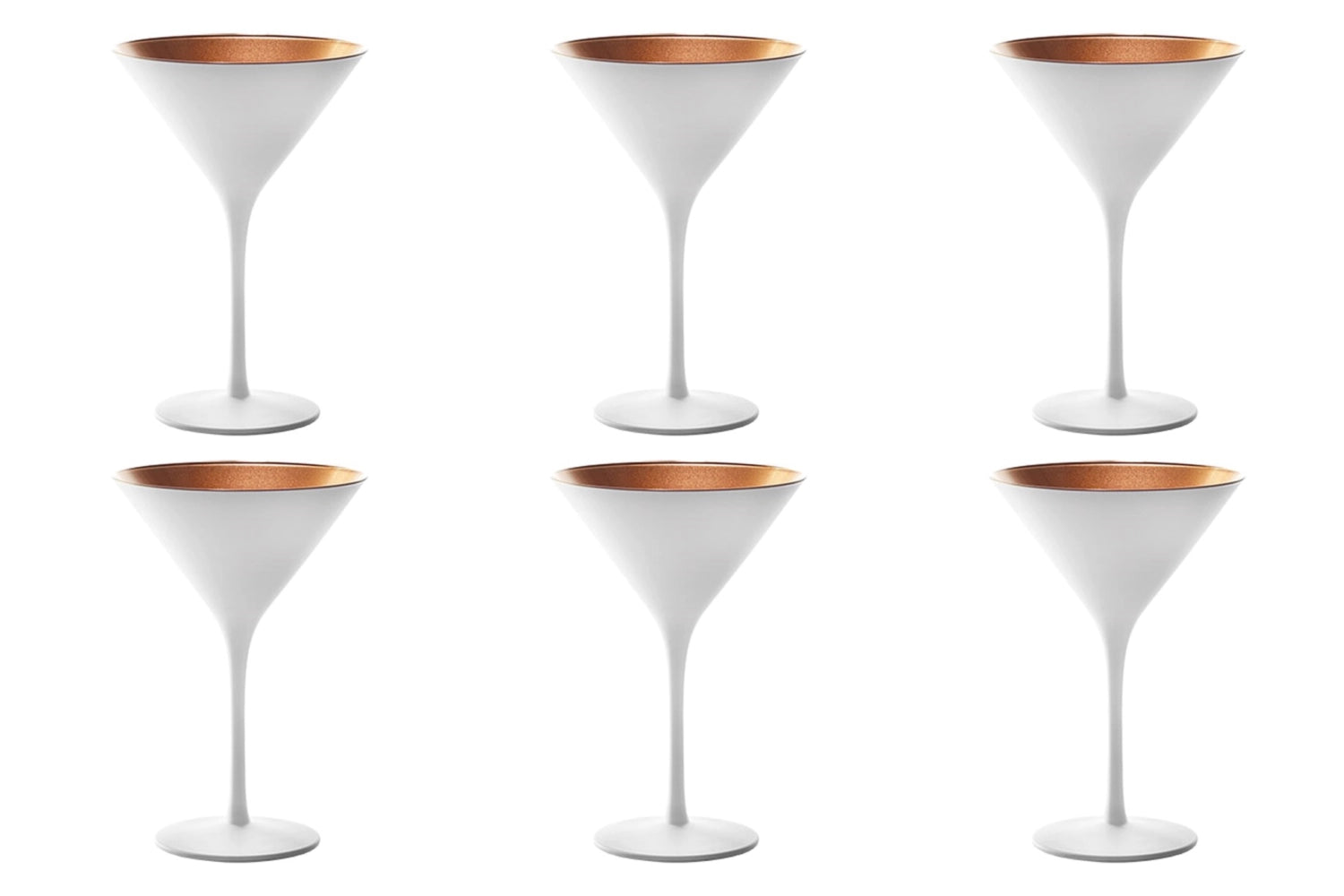 Stölzle 6er Set Cocktailschalen in Weiß und Bronze, perfekt für kreative Cocktails und festliche Anlässe, mit elegantem Design.