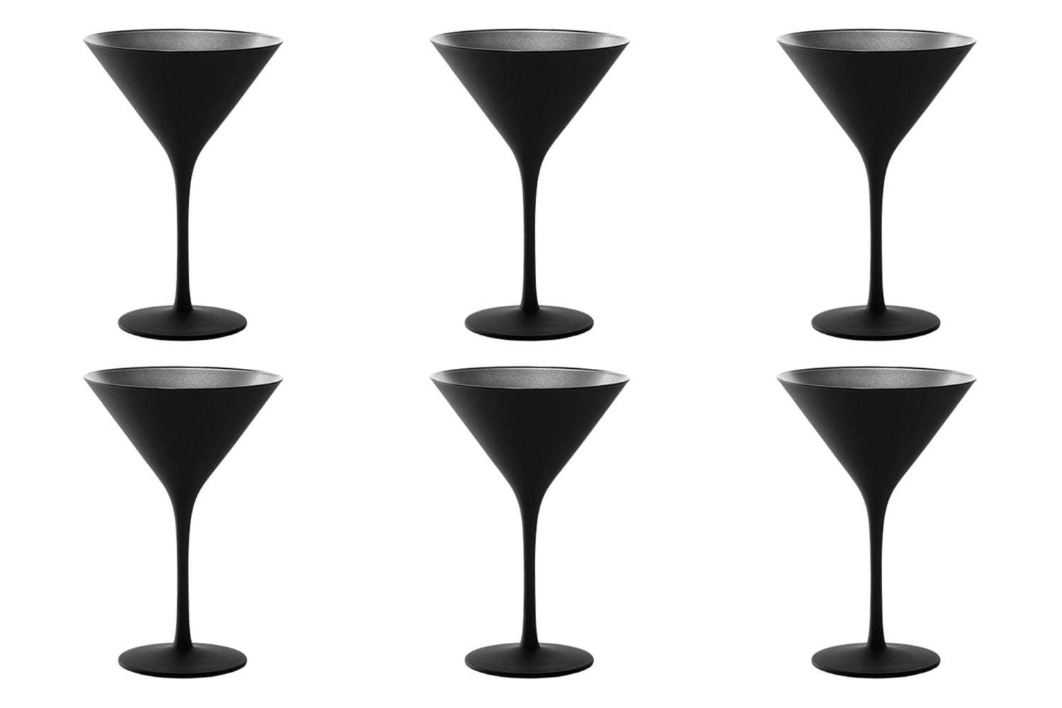 6er Set Elements Cocktailschale 240ml schwarz/silber