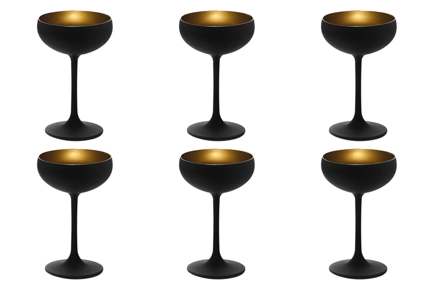 Set of 6 Elements champagne bowls 230ml black/gold