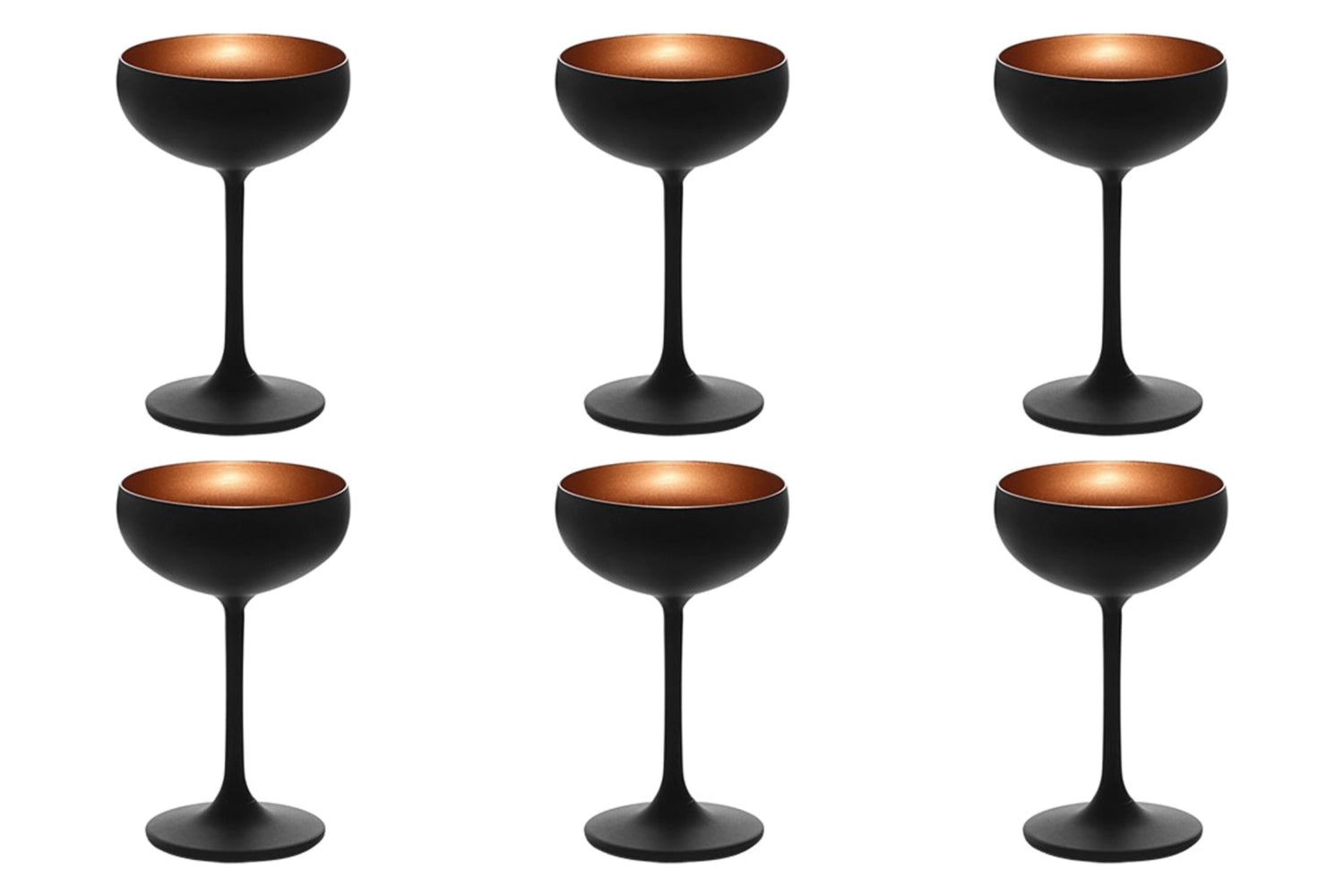 Schickes 6er Set Sektschalen von Stölzle in Schwarz und Bronze, 230ml, perfekt für besondere Anlässe und stilvolle Feiern.