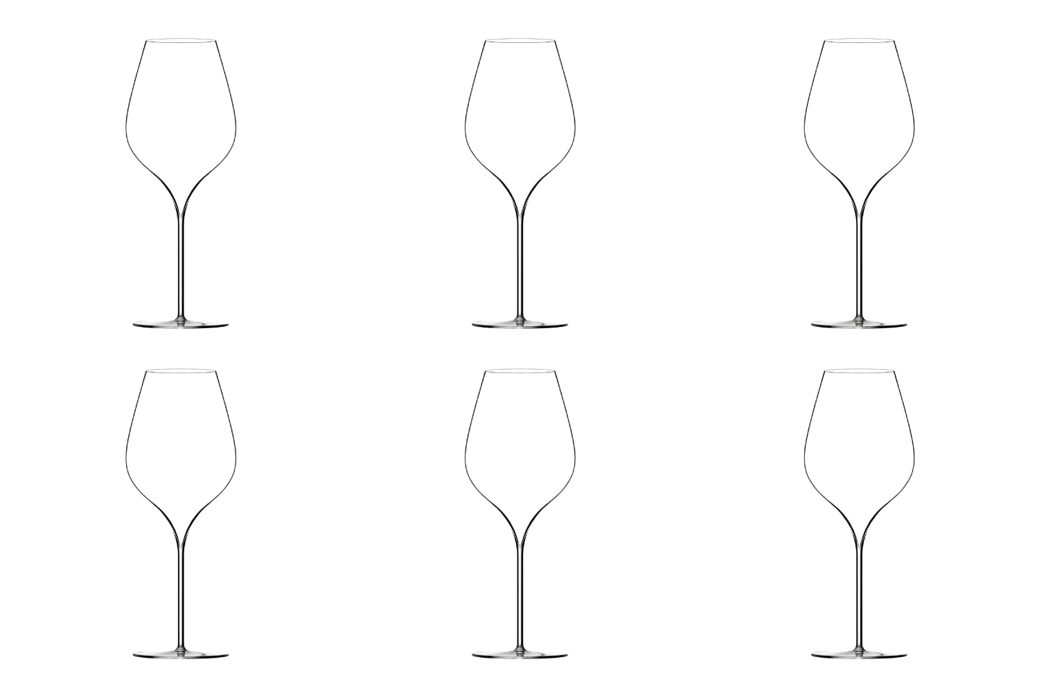 Set of 6 A. Lallement N3 universal glass 63cl mouth-blown