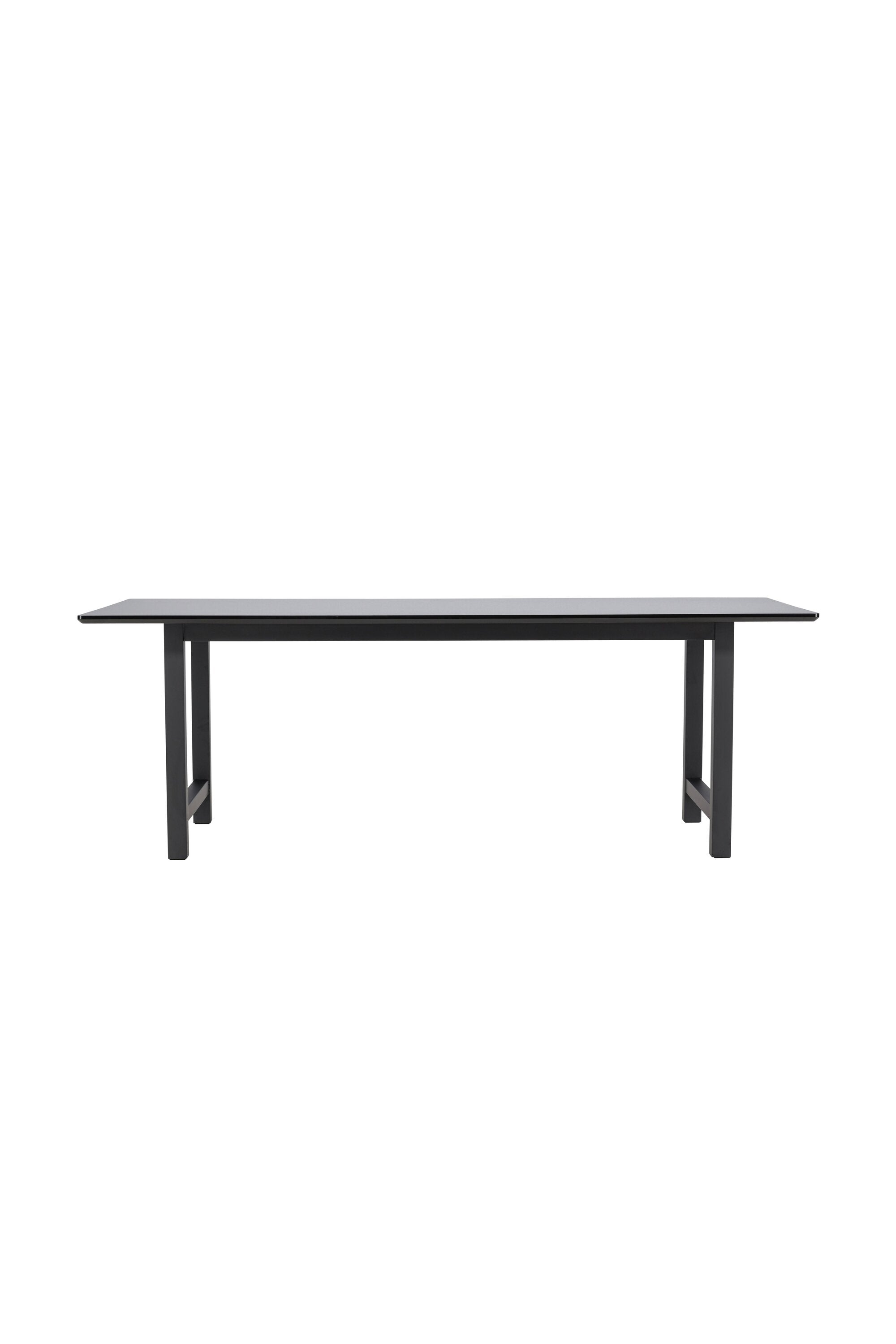 Der Count Tisch von Venture Home: Ein luxuriöser, schwarzer Esstisch aus MDF und Metall, der Eleganz und Stil in Ihr Zuhause bringt.