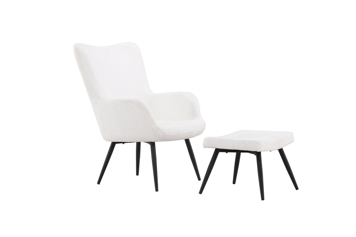 Como Sessel mit Ottoman in Weiss präsentiert im Onlineshop von KAQTU Design AG. Sessel mit Armlehnen ist von Venture Home