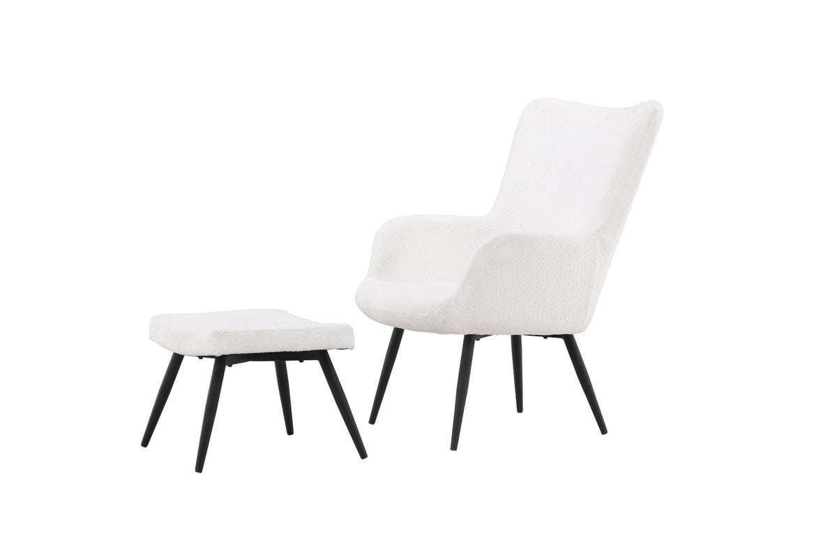 Como Sessel mit Ottoman in Weiss präsentiert im Onlineshop von KAQTU Design AG. Sessel mit Armlehnen ist von Venture Home