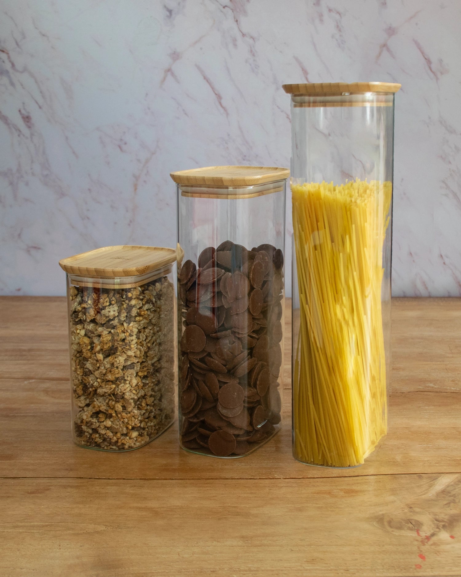 Barattolo portaoggetti con coperchio in bambù 1,8 l 12,5x8,5x26,1 cm