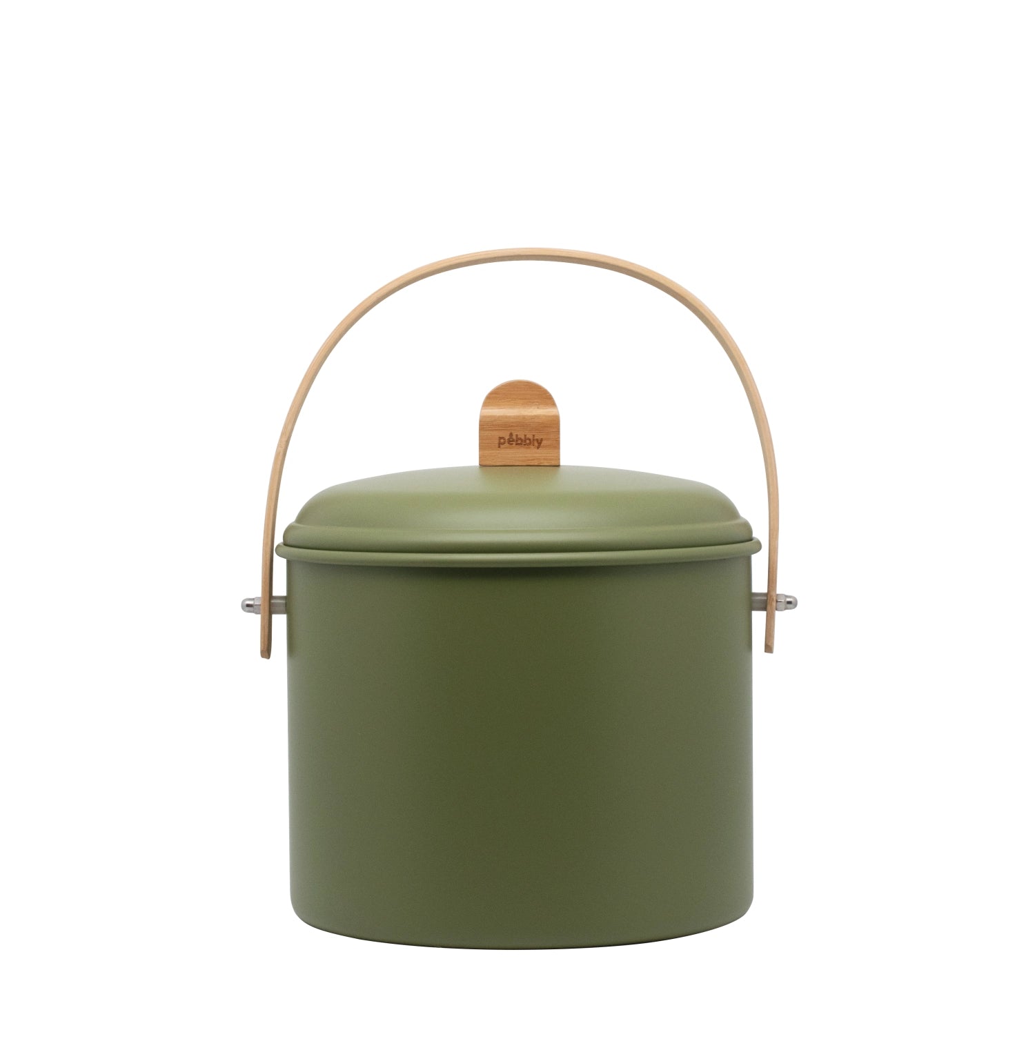 Compost bin 7l metal olive and bamboo with carbon filter