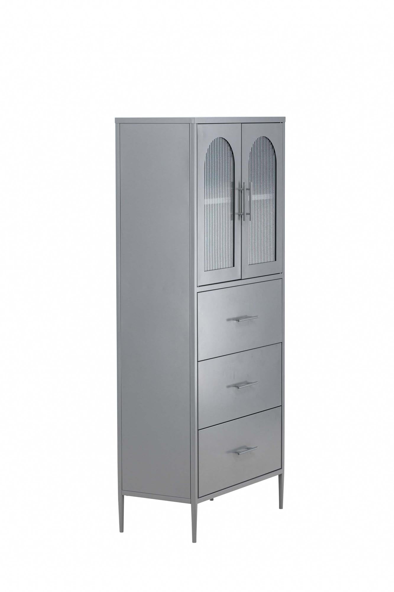 Kabinett La Paz: Stilvoller schwarzer Schrank mit eleganten Glastüren und robusten Schubladen. Perfekt für eine ordentliche und moderne Einrichtung!