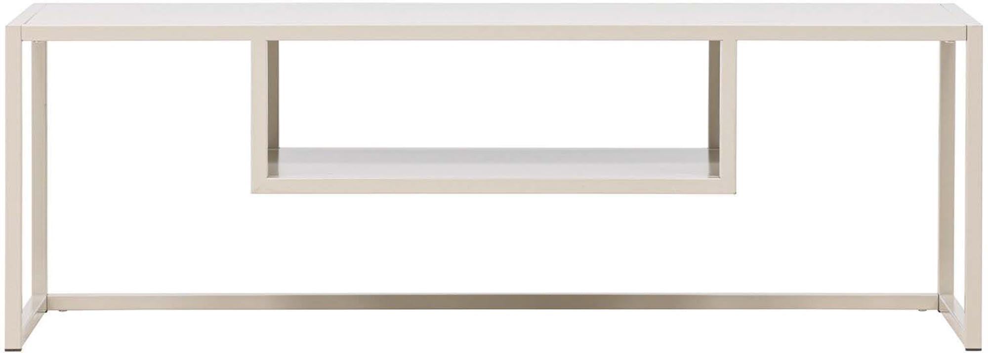 Moderner Riverside TV-Ständer von Venture Home: Stilvolles Sideboard aus beigem Stahl, ideal für ein aufgeräumtes und elegantes Wohnzimmer.