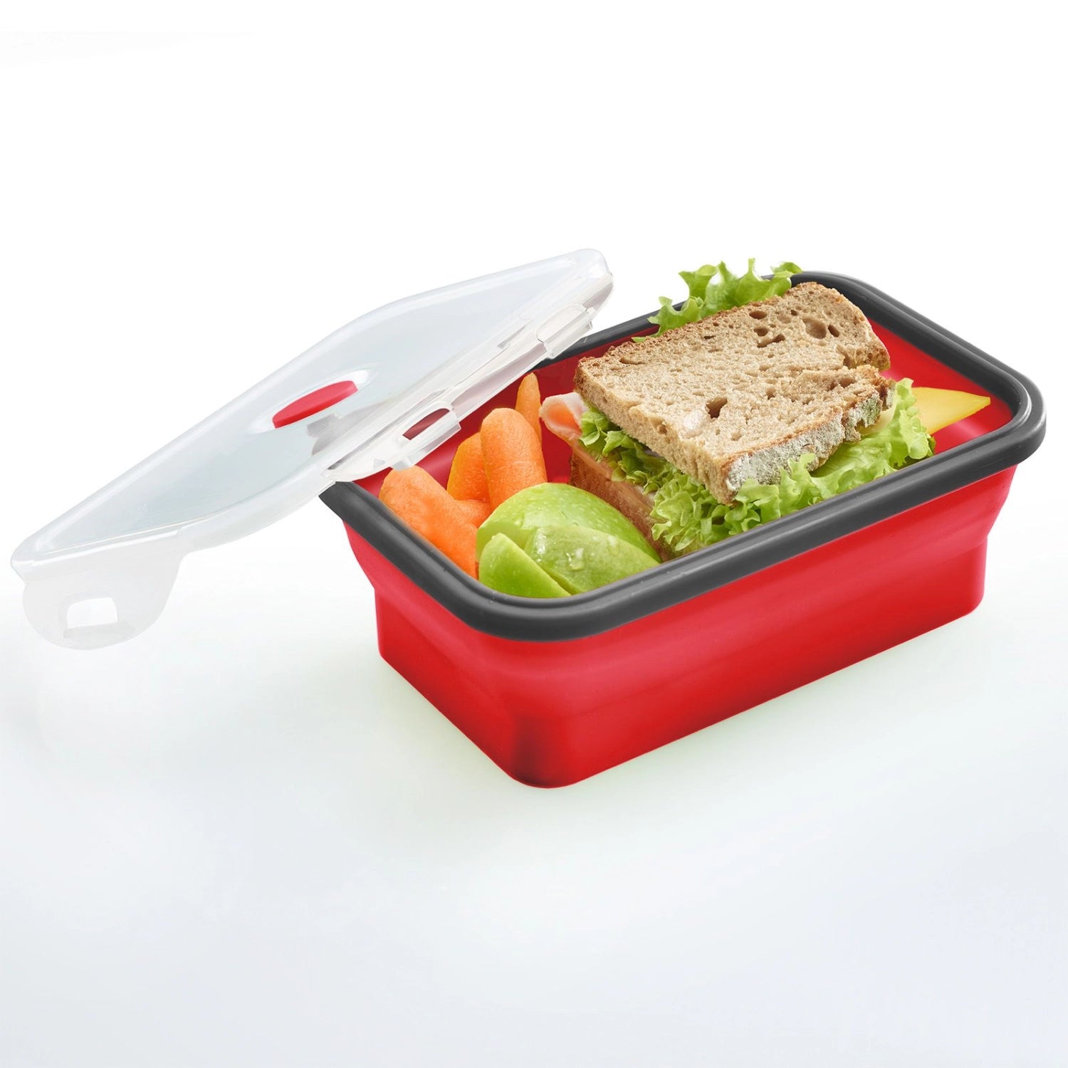 Frischhaltedose, faltbar, eckig, 600 ml in Rot präsentiert im Onlineshop von KAQTU Design AG. Aufbewahrungsbehälter ist von Westmark