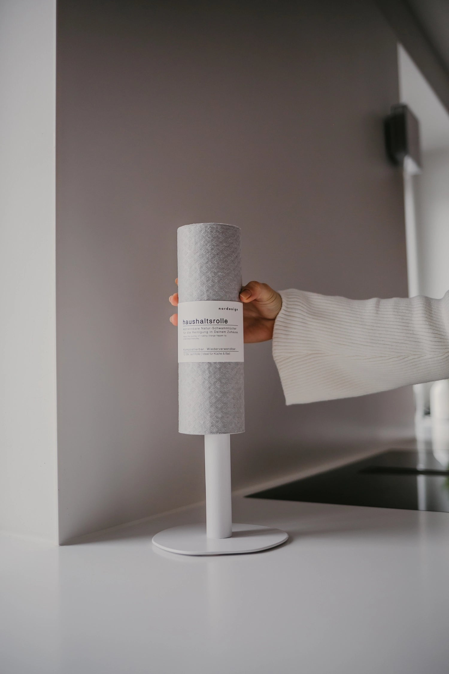 Porte-rouleau de cuisine blanc