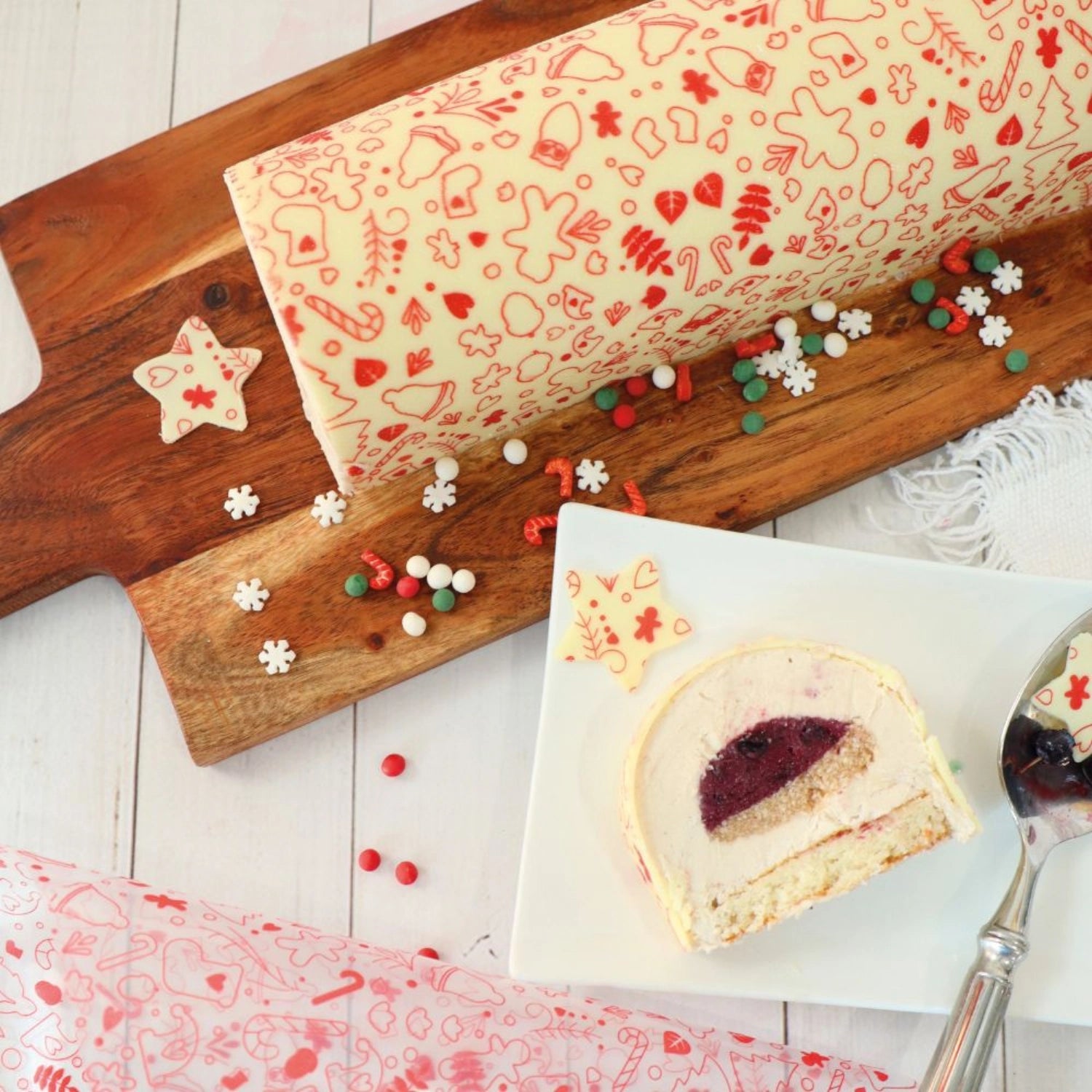 2er Set Transferbögen Weinachtsmotive Schokogeschmack rot