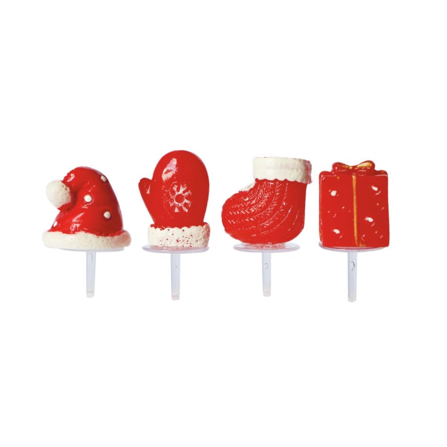 Festliches 4er Set aus Kunstharz-Handschuhen für die kreative Tortendekoration zu Weihnachten, perfekt für Kuchen und süße Leckereien.