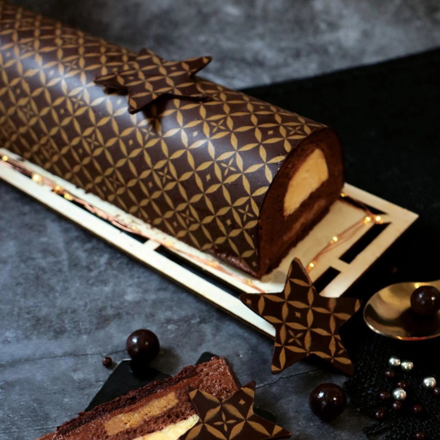 2er Set Transferbögen Couture Schokogeschmack gold