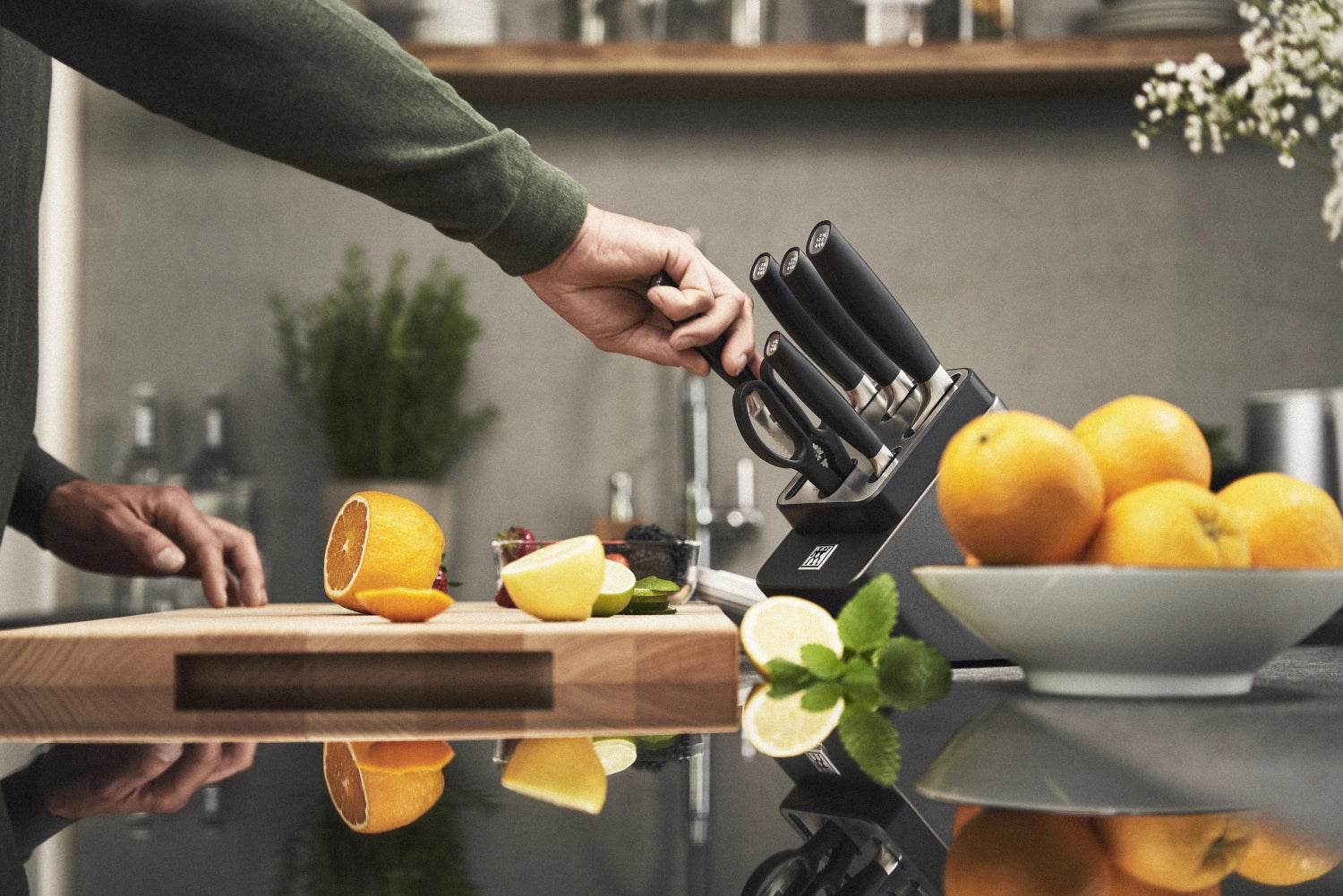 Ceppo portacoltelli autoaffilanti All Star 7 pezzi argento