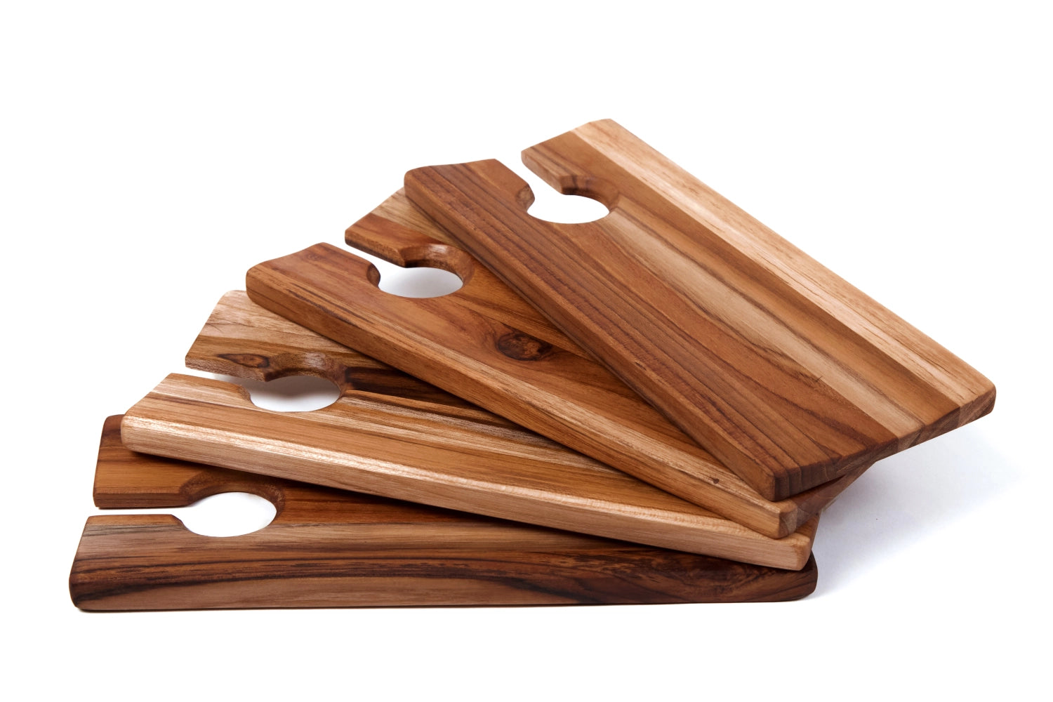 4er Set Bistro Cateringplatte für Weinglas und Canapes in Braun präsentiert im Onlineshop von KAQTU Design AG. Tablett ist von Teak Haus