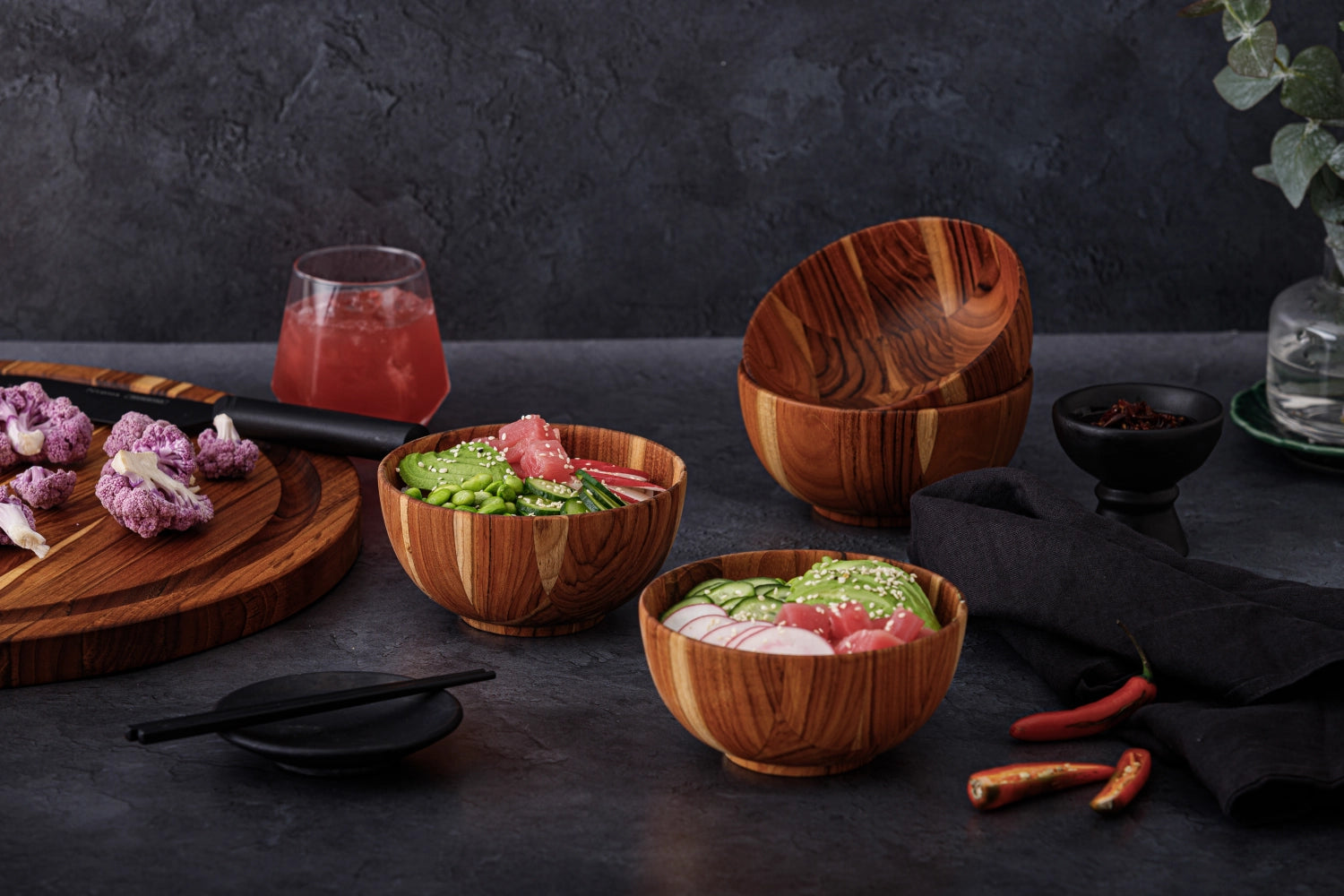 4er Set Moon Schale D15cm H7cm in Braun präsentiert im Onlineshop von KAQTU Design AG. Schale ist von Teak Haus