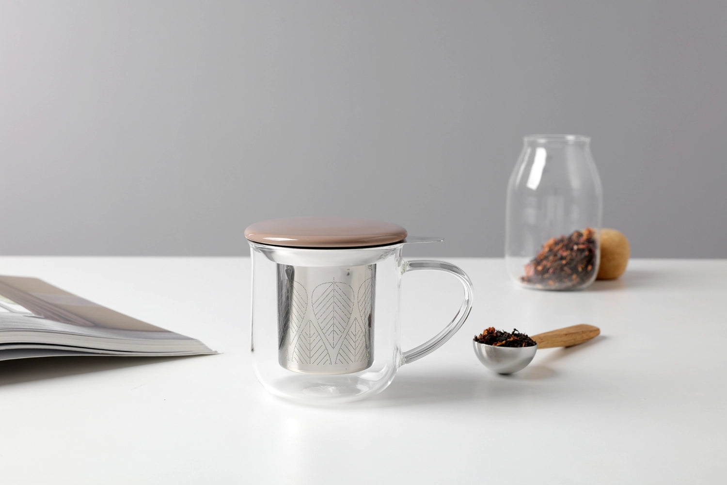 Minima Eva tasse à thé avec infuseur 400ml borosilicate marron