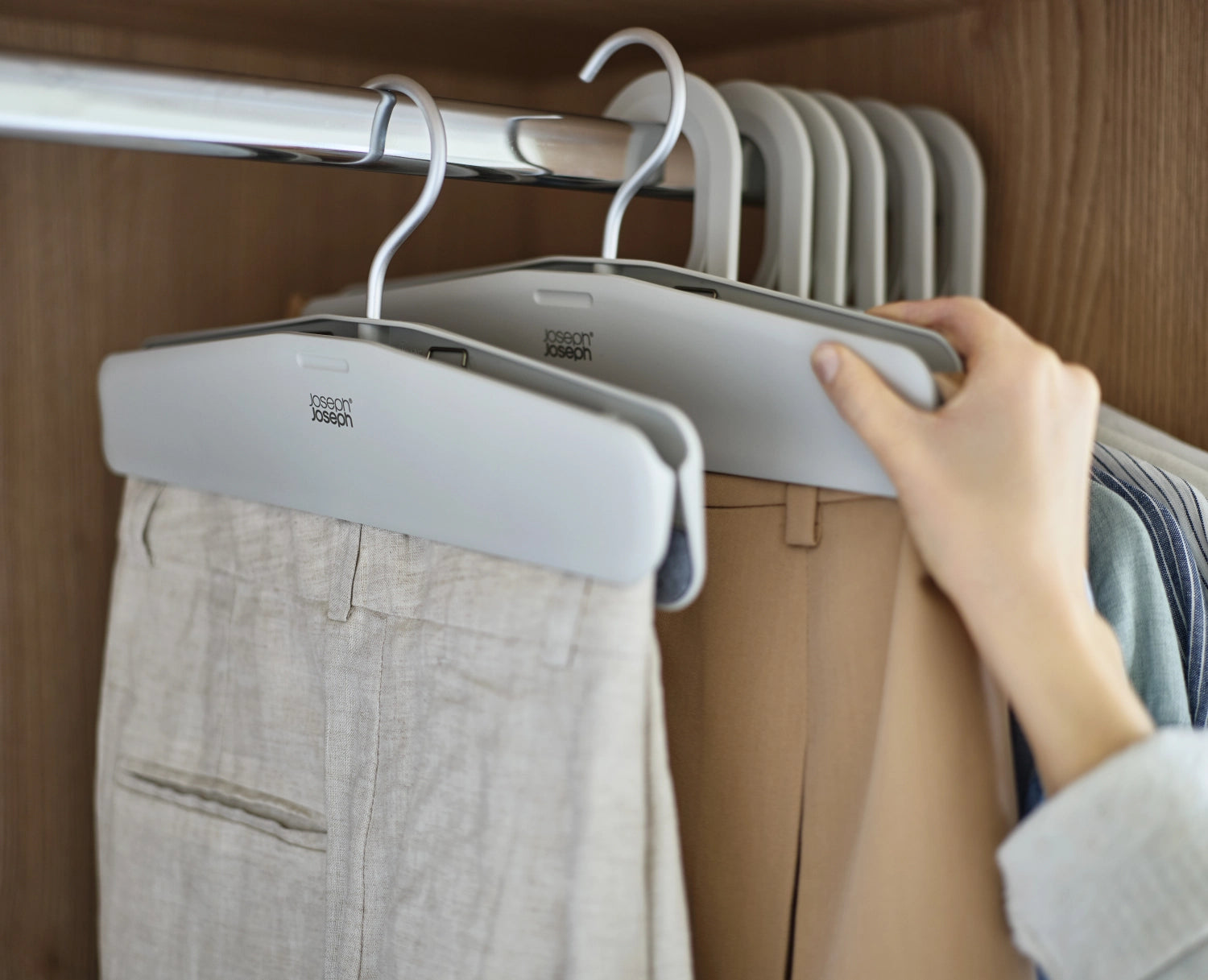 2er Set Orderly Kleiderbügel für Hosen H17cm L43cm ABS ecru