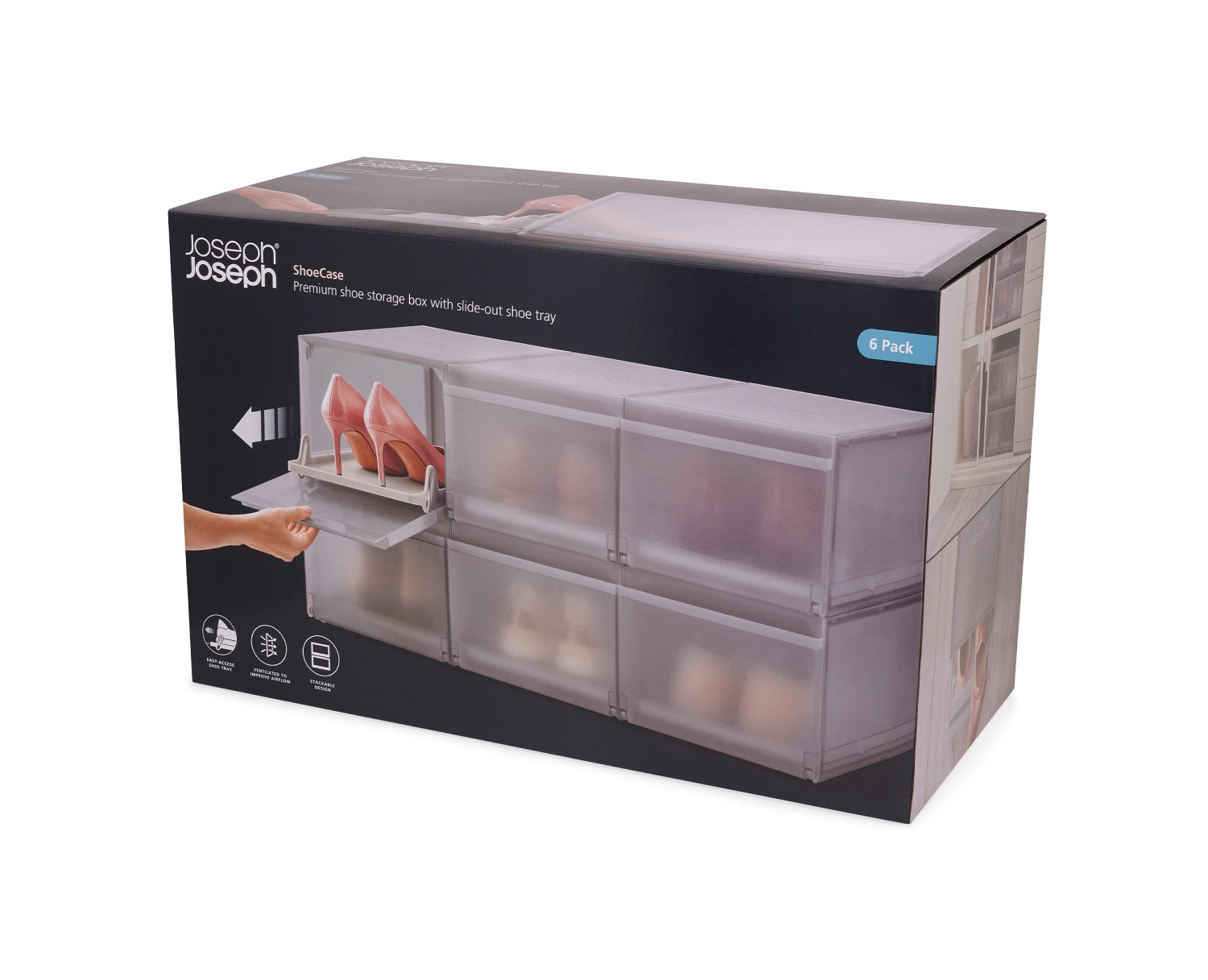 6 Set di scarpe shoecase pp 22x28x36cm grigio