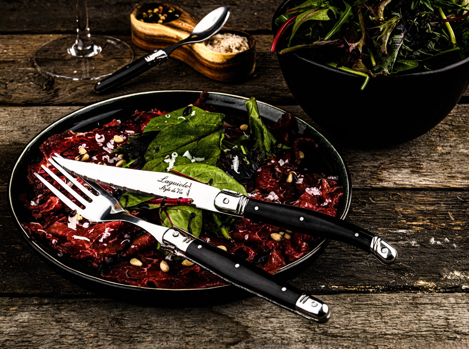 Laguiole Premium Line steak knife black 1.8mm black