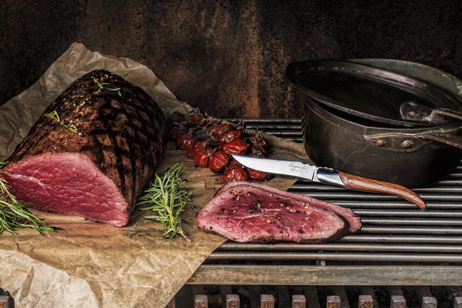 Laguiole Luxury Line steak knife pakka rose