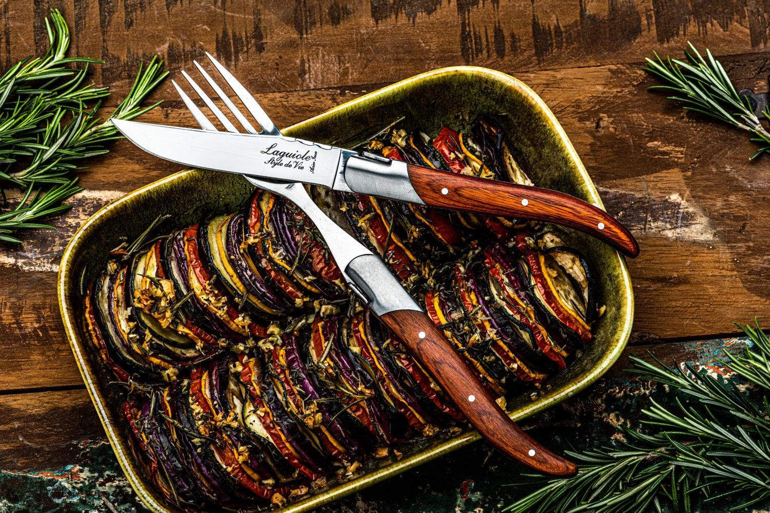 Laguiole Luxury Line steak knife pakka rose