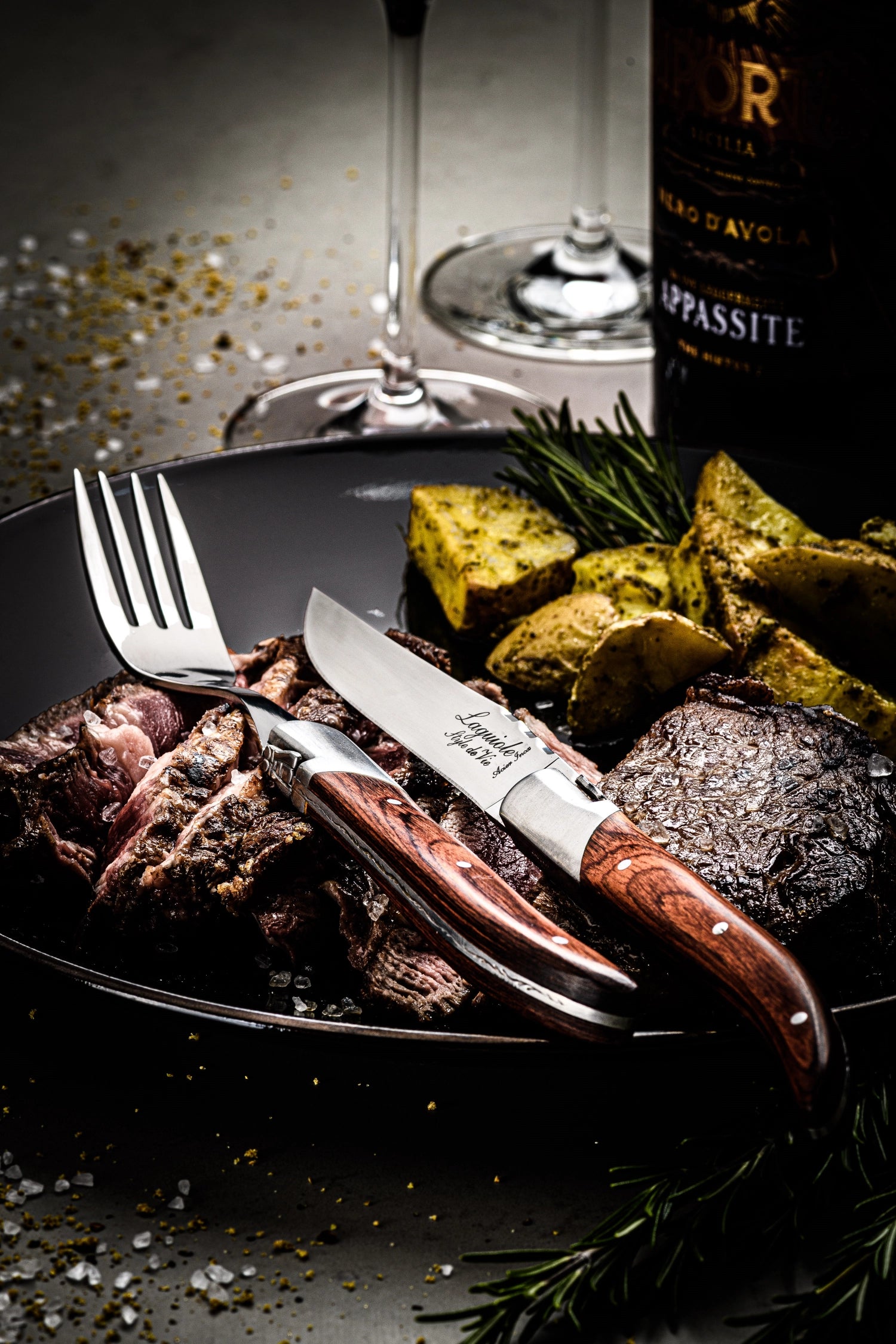 Laguiole Luxury Line Forks Pakka Rose