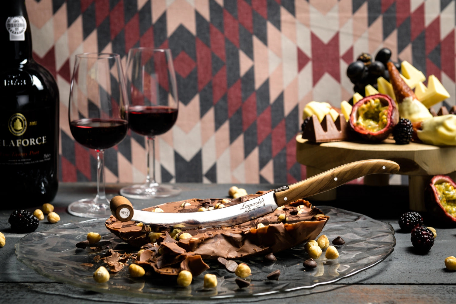 Laguiole Luxury Line cheese knife set olive wood