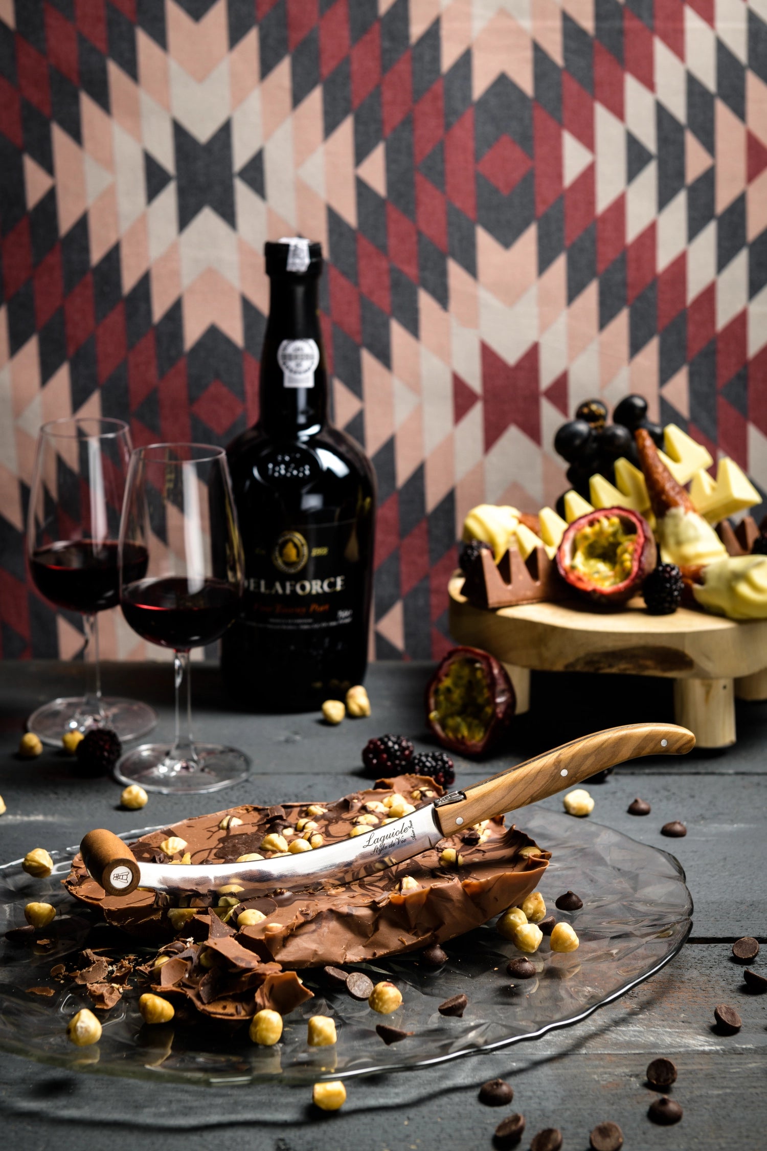 Laguiole Luxury Line cheese knife set olive wood