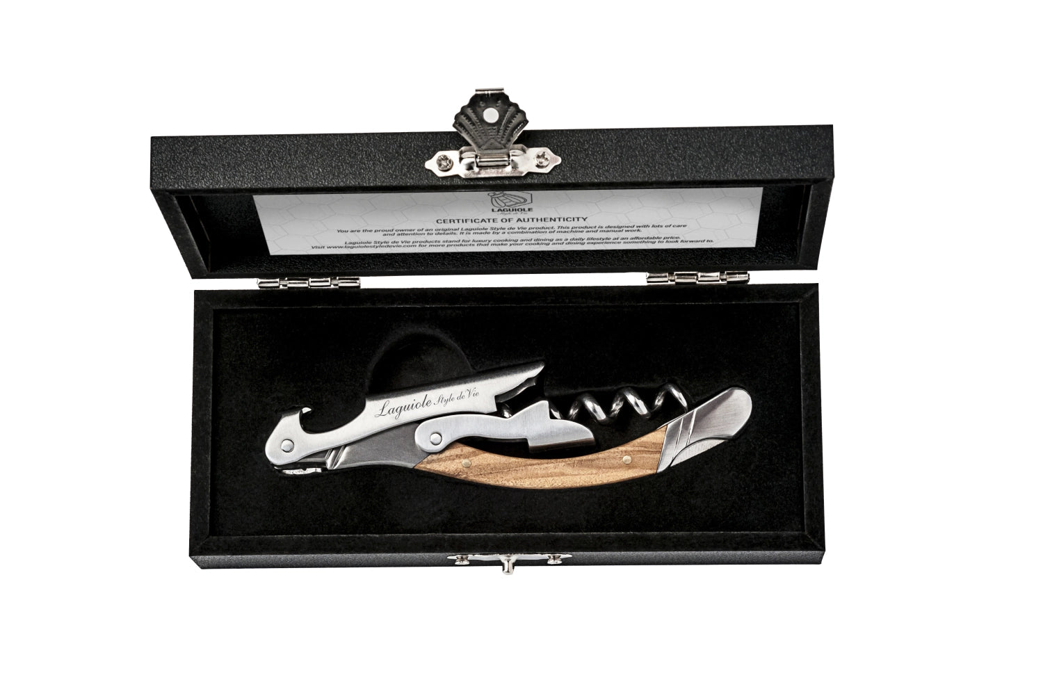 Laguiole luxury line cork puller olive wood