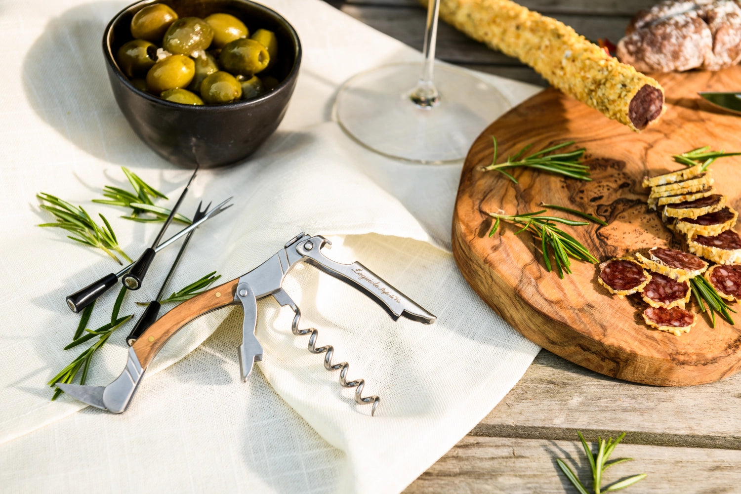 Laguiole luxury line cork puller olive wood