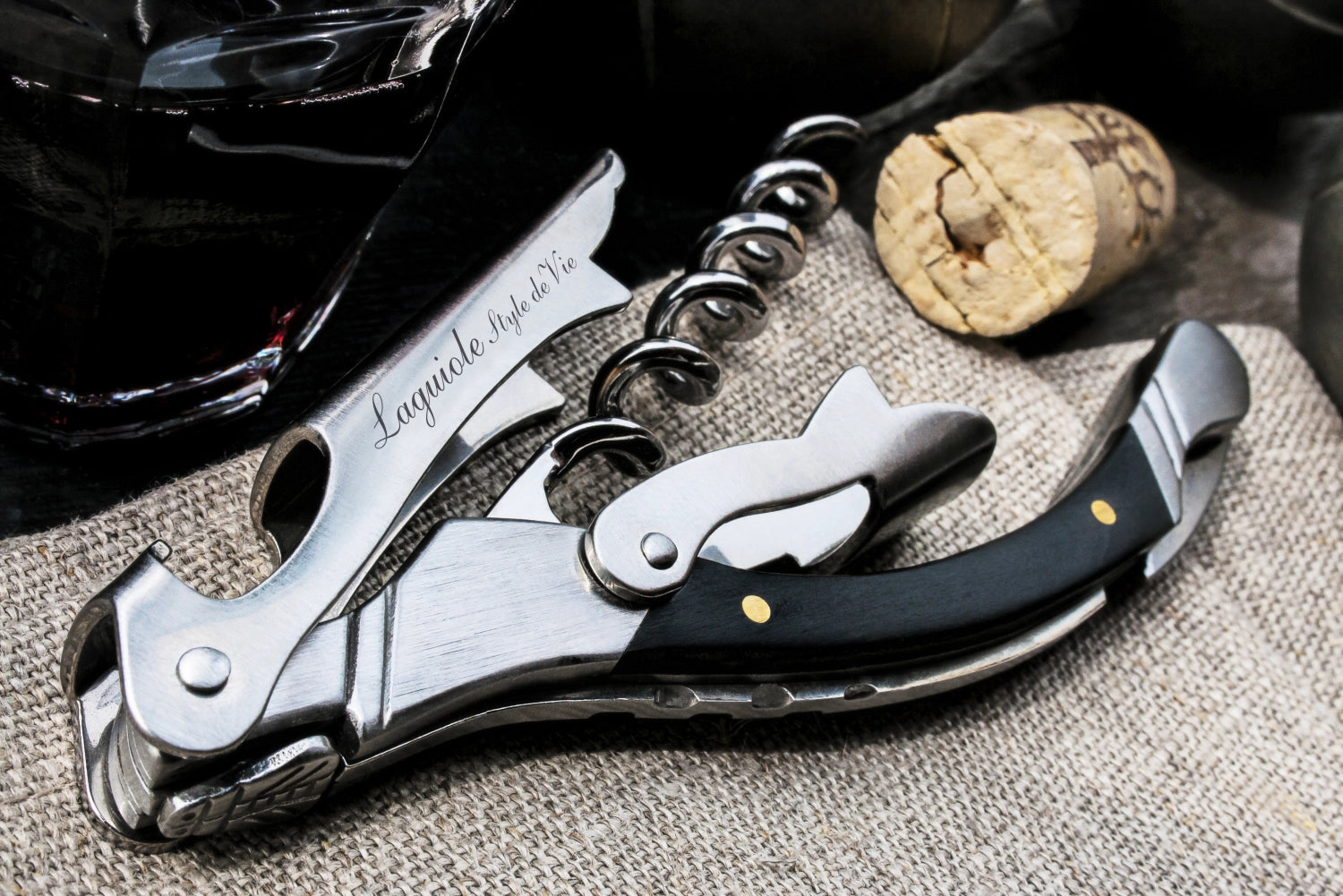 Laguiole Luxury Line Korkenzieher schwarzes Ebenholz