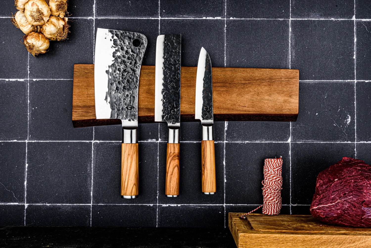 Magnetic knife strip nature acacia