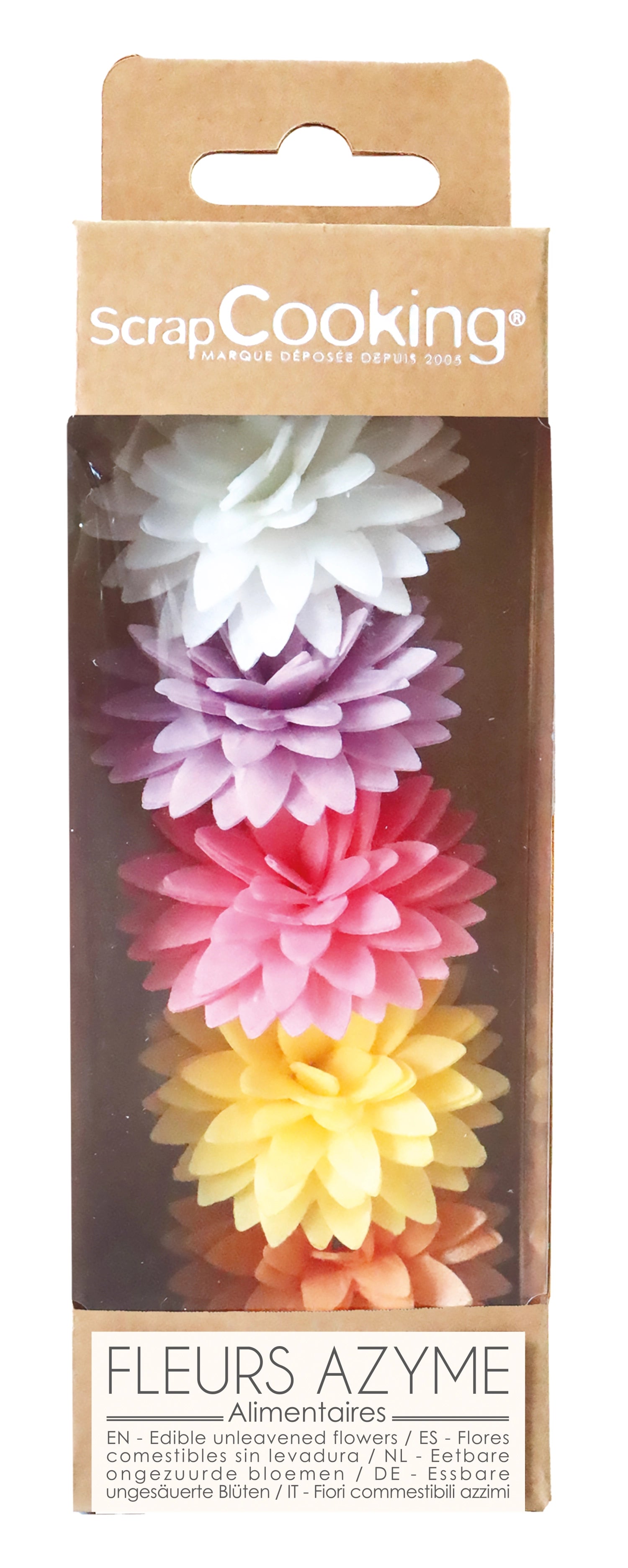 Buntes 5er Set essbare Dahlien von Scrap Cooking, ideal für kreative Backideen und festliche Anlässe. Perfekt für Tortendekoration!