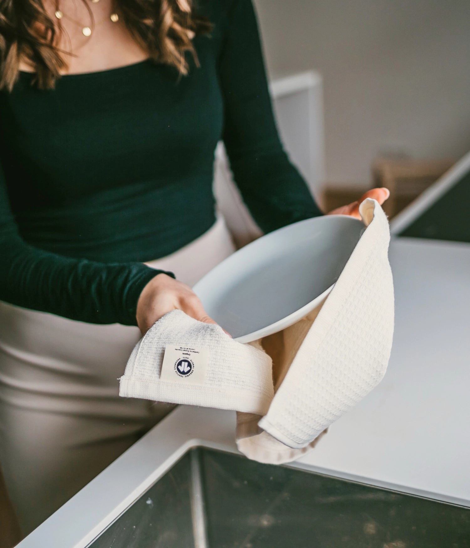 Torchon Oslo Gris, gris foncé 40x60cm