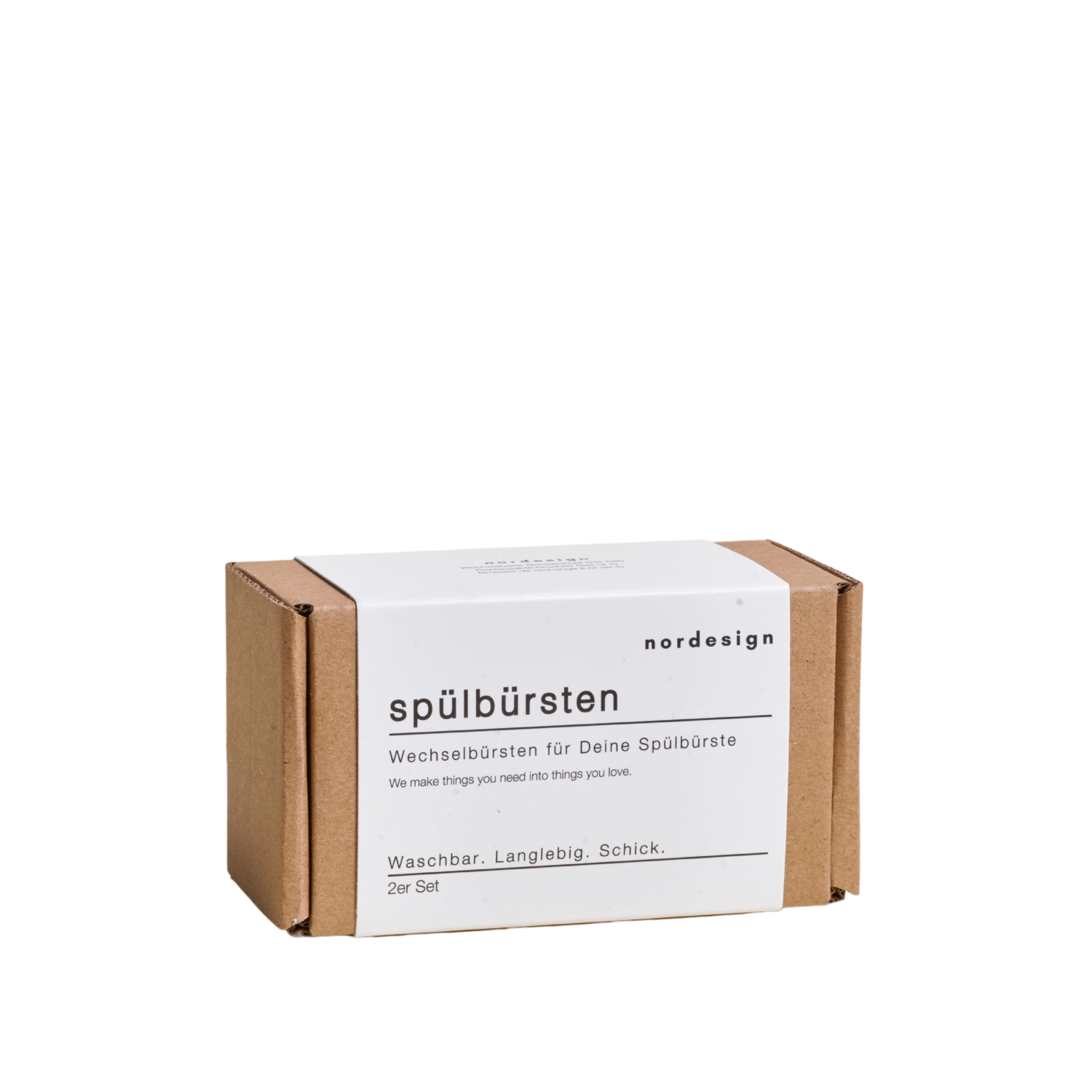 Praktisches 2er Set Kunststoffwechselbürsten von Nordesign, perfekt für effiziente Küchenreinigung. Maße: H5.5cm, B12cm, T6.5cm.
